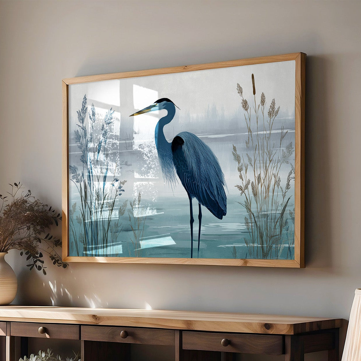 Blue Heron in Quiet Marsh