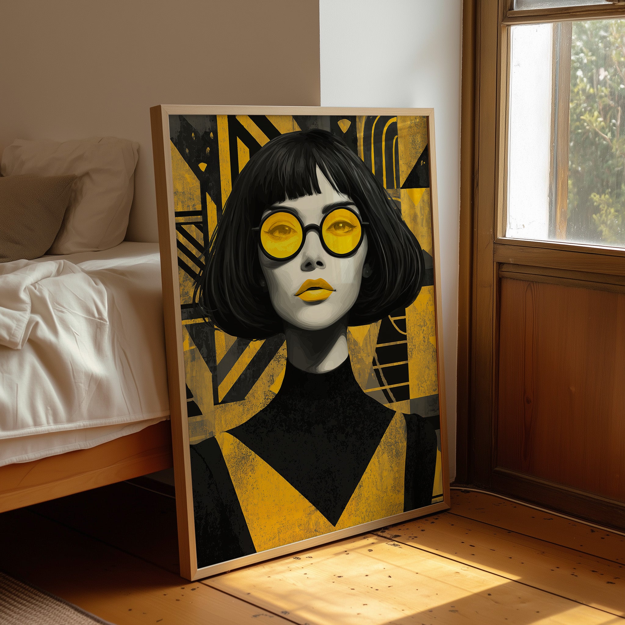 Golden Gaze in Midnight Lines