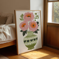 Blush Blooms In Olive Vase