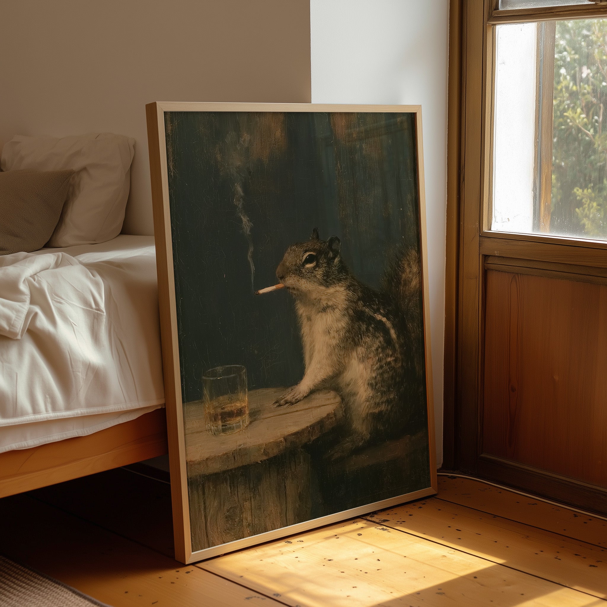 Hard Day at the Acorn Factory: Smoking Squirrel Art