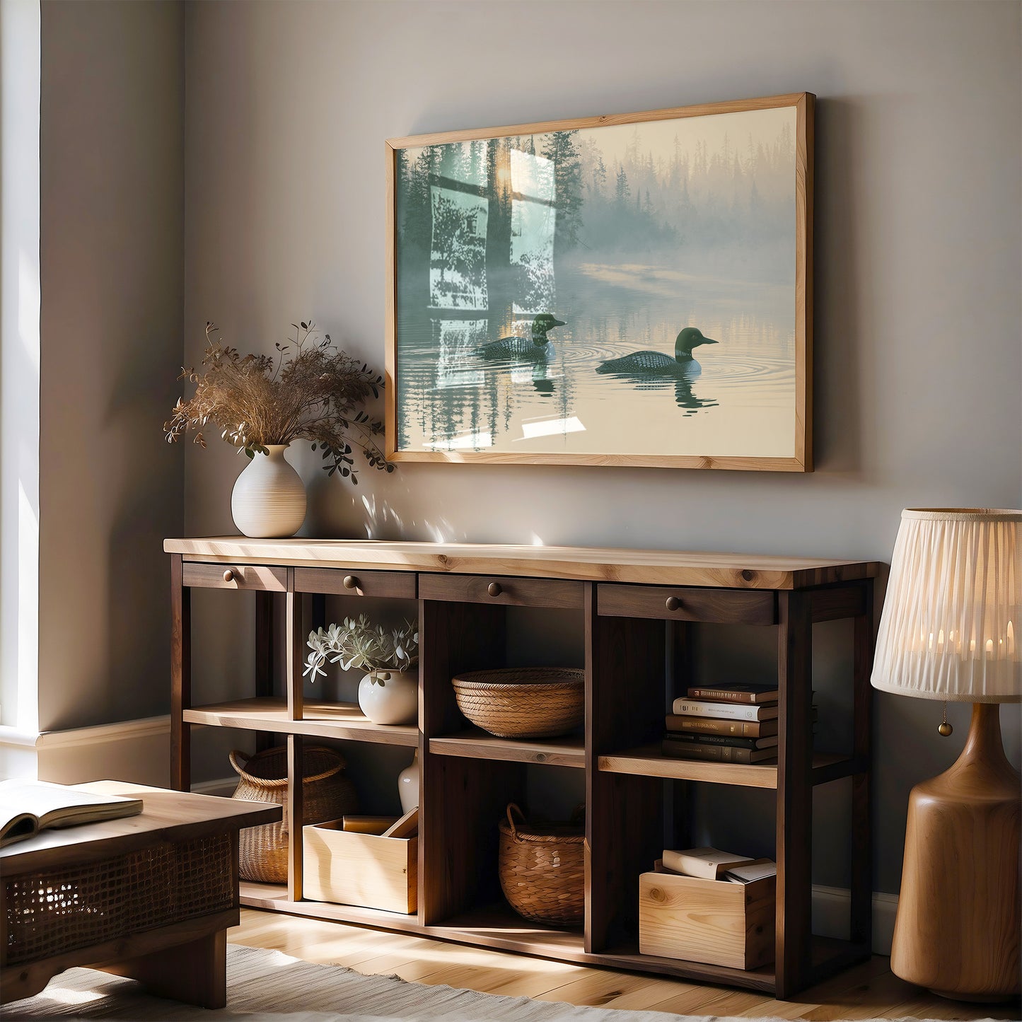 Loons, Misty Dawn Ripples