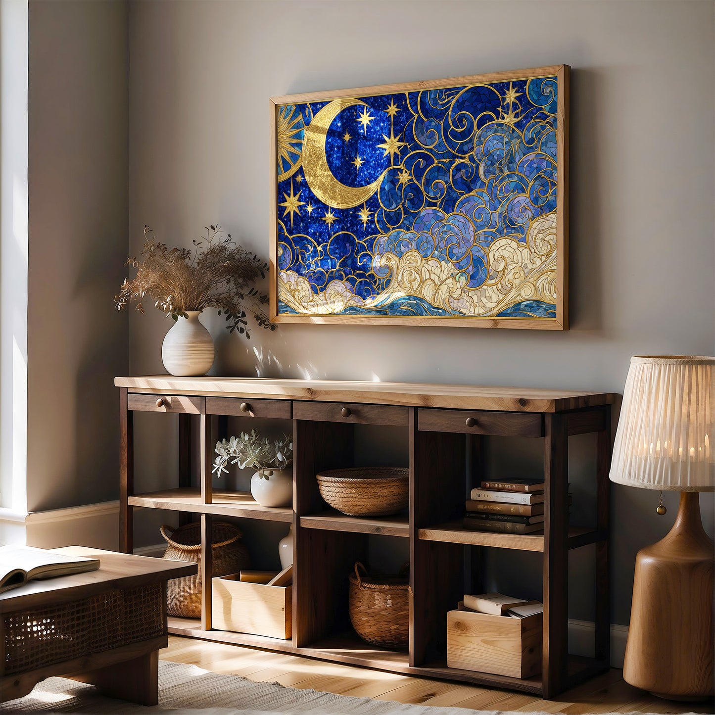 Moon and Stars, Gilded Glass