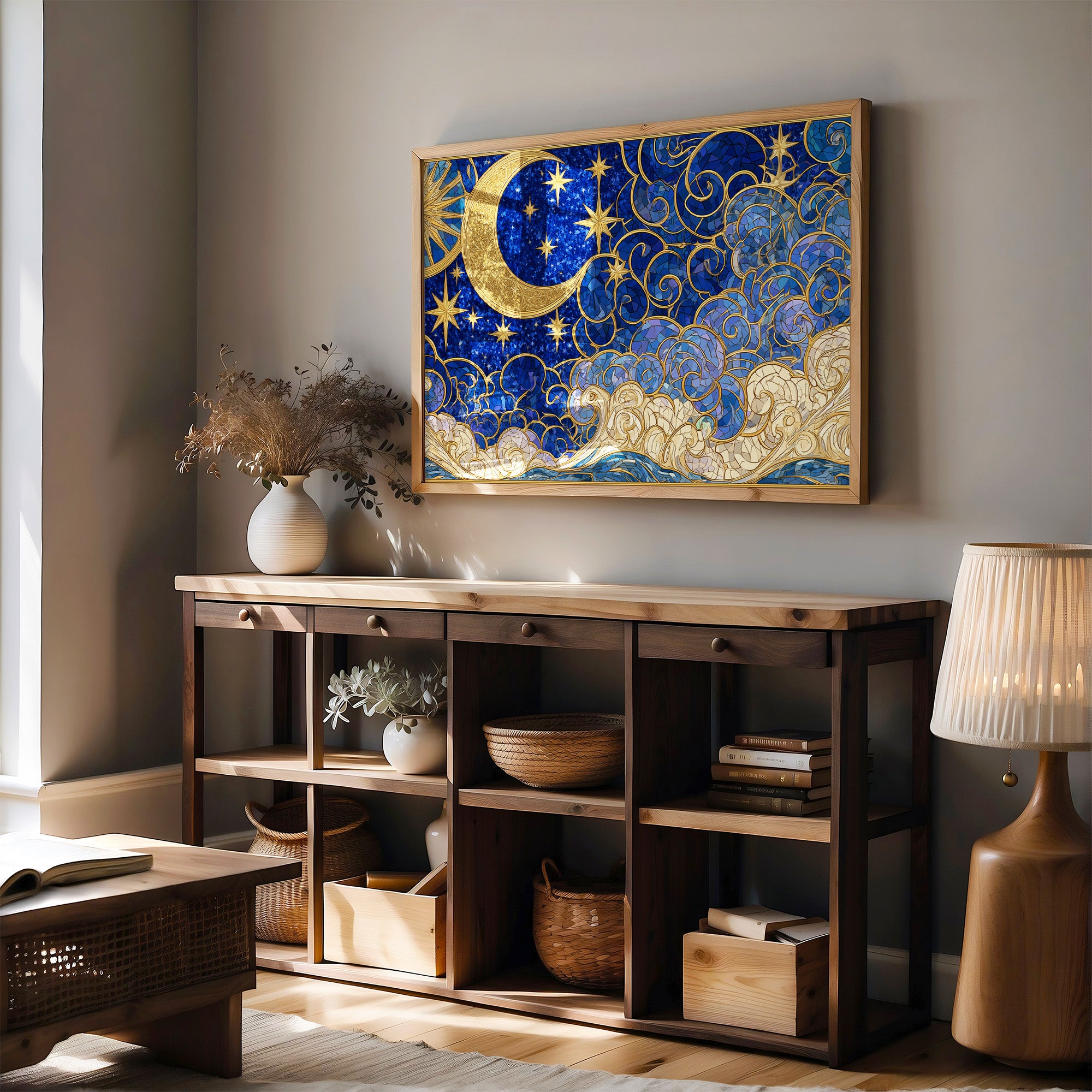 Moon and Stars, Gilded Glass