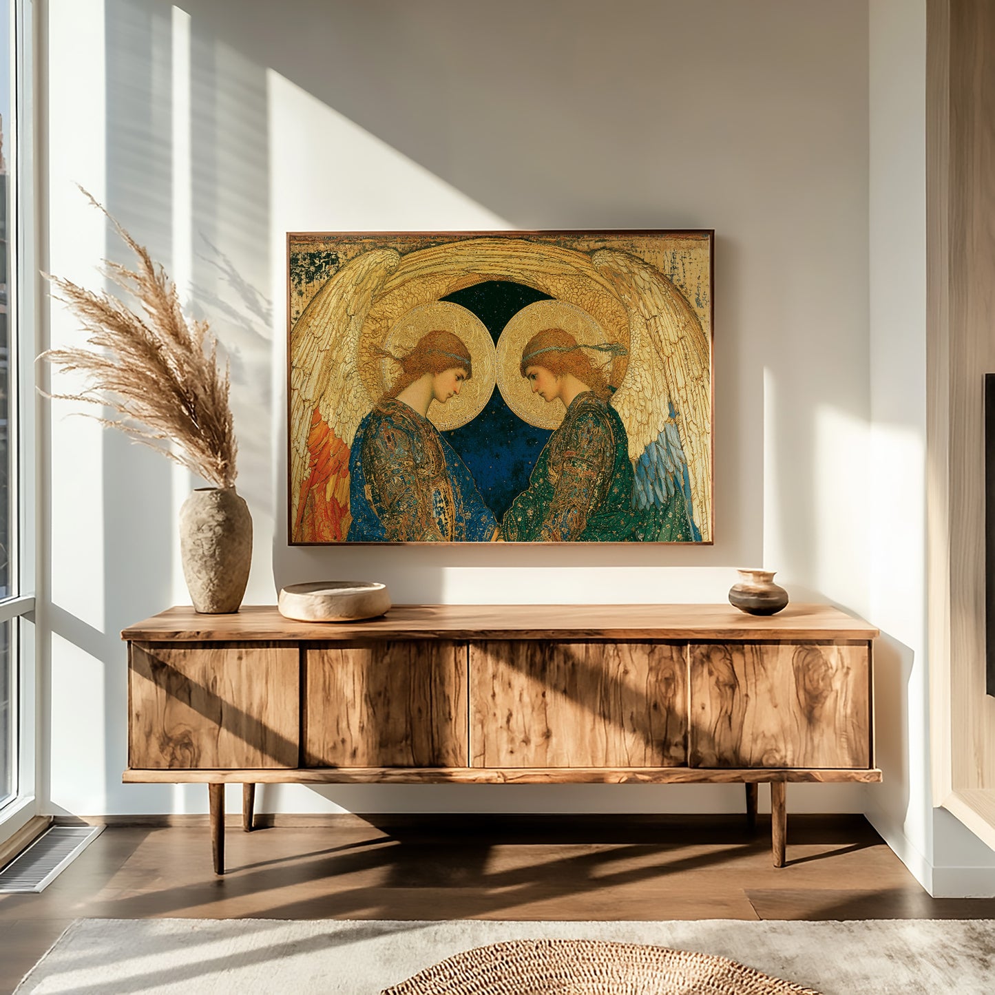 Twin Angels Beneath Golden Wings