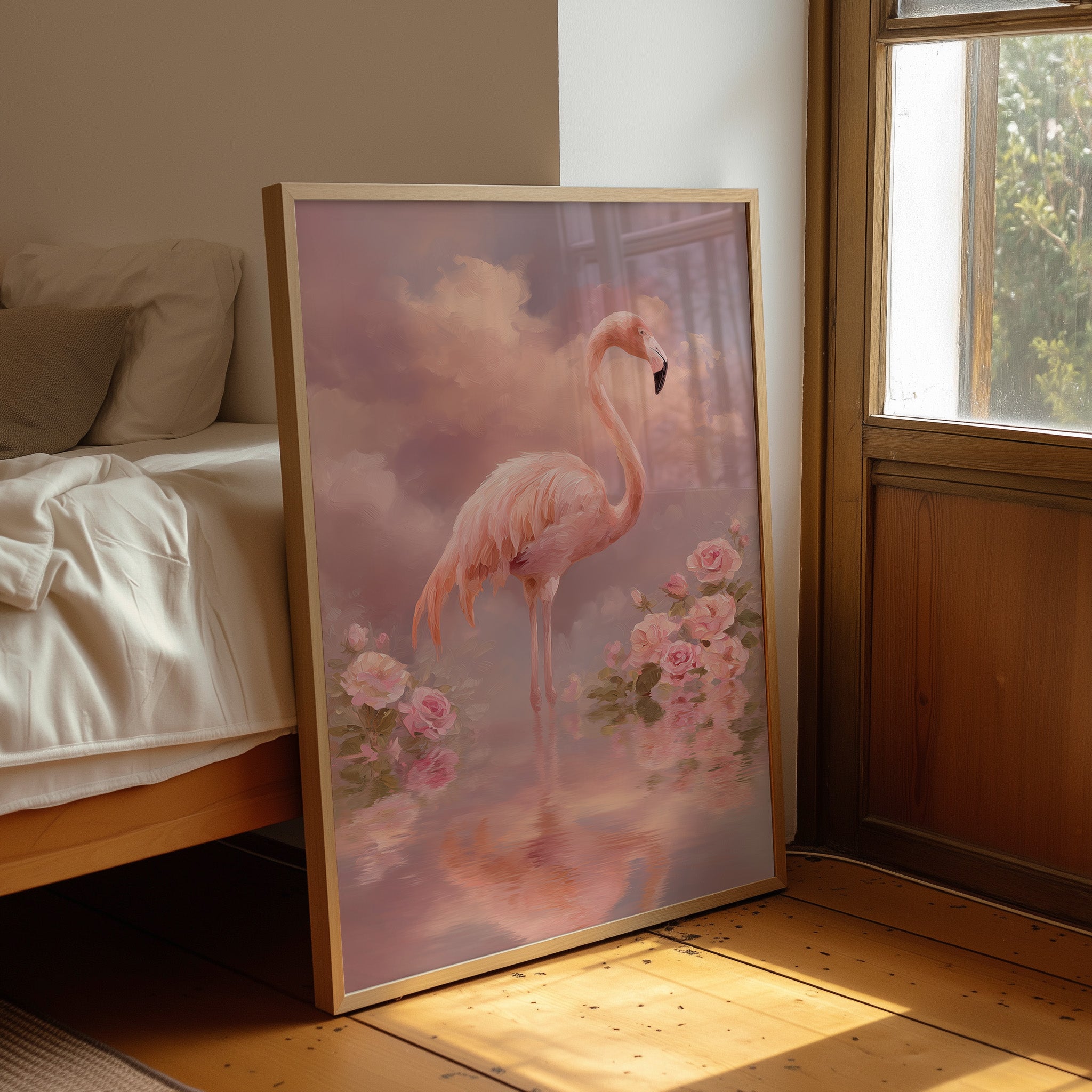 Flamingo Among the Roses