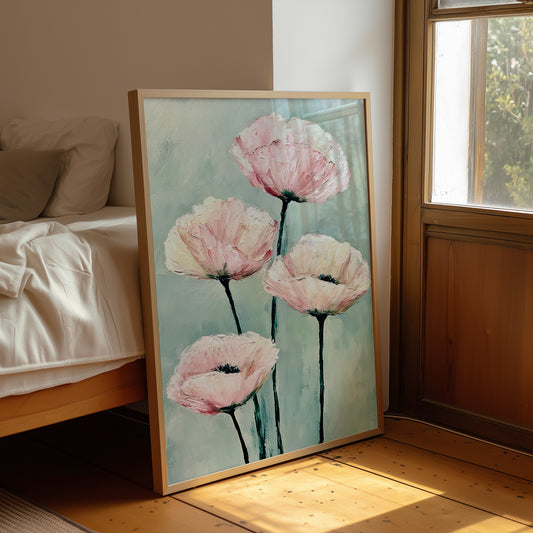 Poppies on a Pale Sage Sky