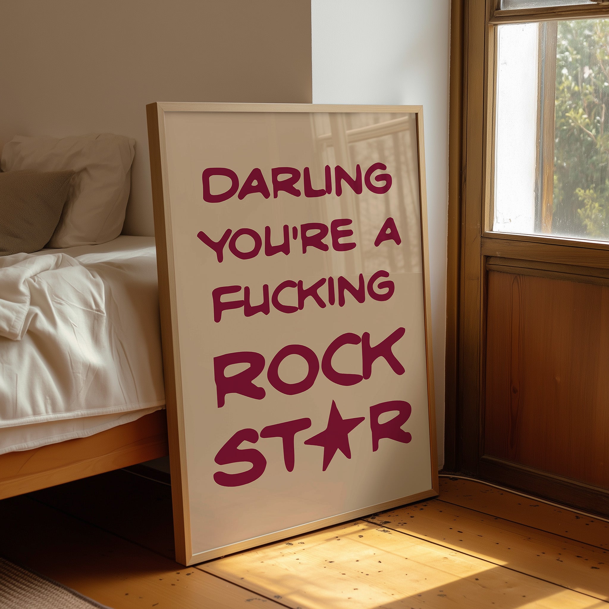 Darling You're A Rock Star — Maroon Statement Print