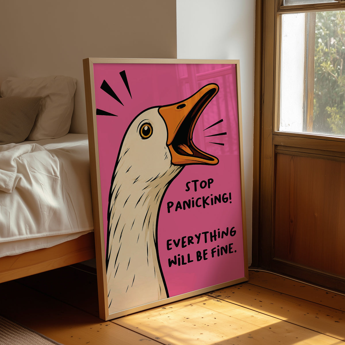 Stop Panicking! Screaming Goose Comic Print