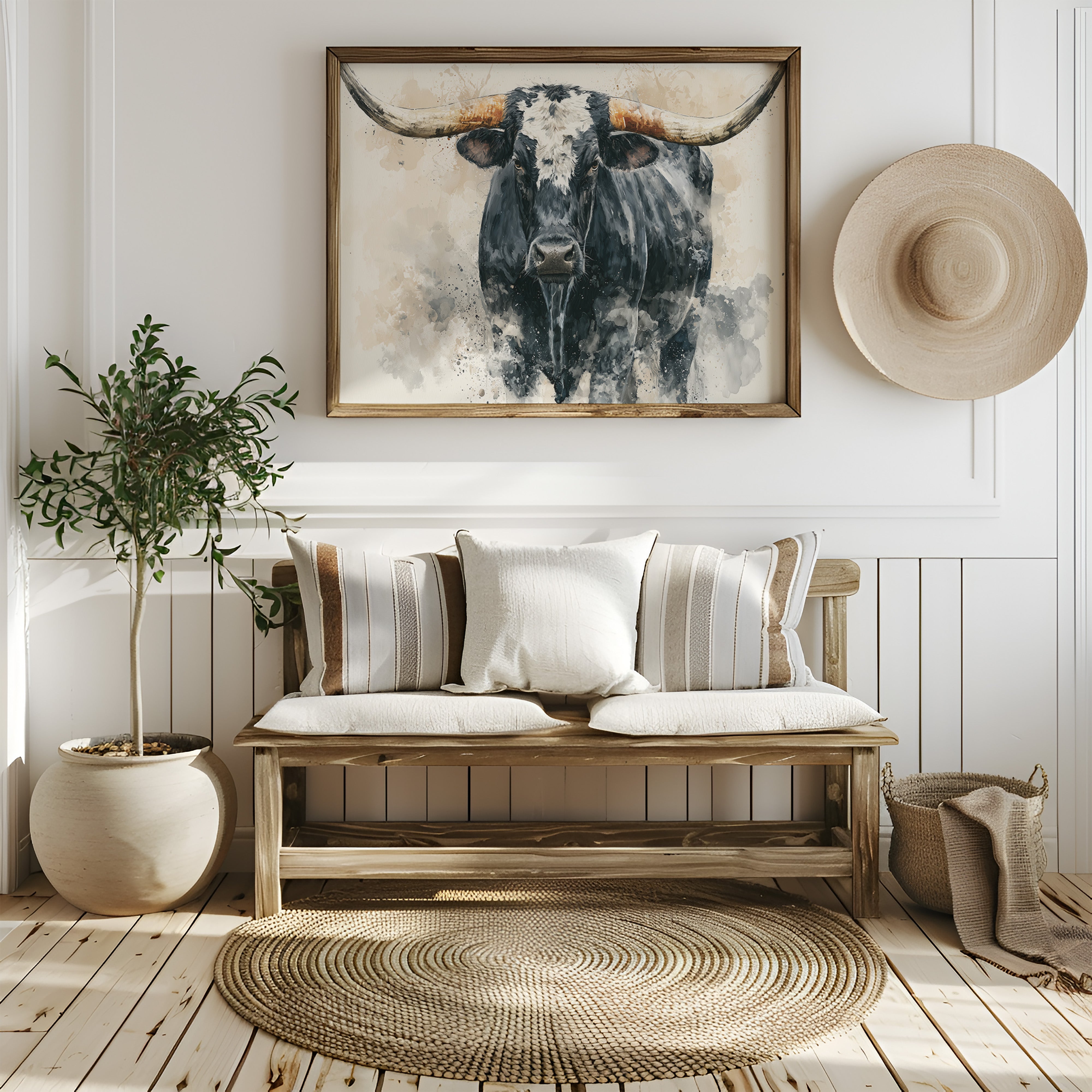 Longhorn Watercolor Portrait
