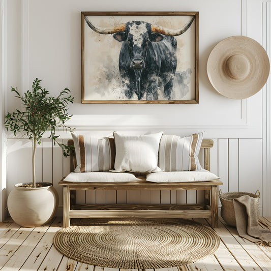 Longhorn Watercolor Portrait