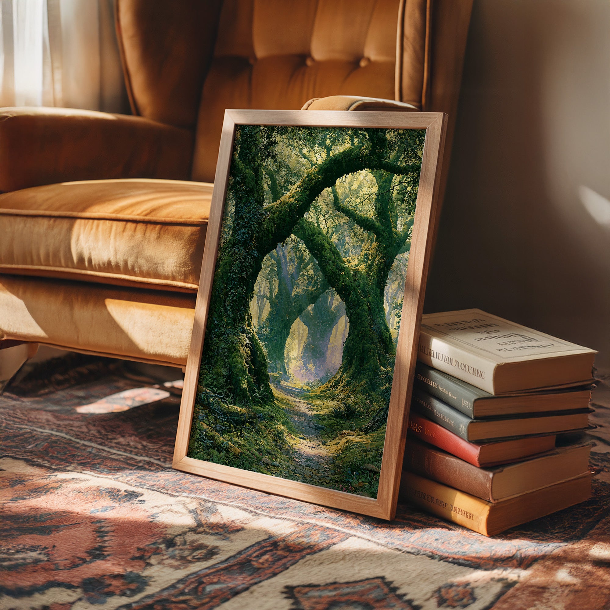 The Mossy Archway — Lavender Mist Forest Path Painting