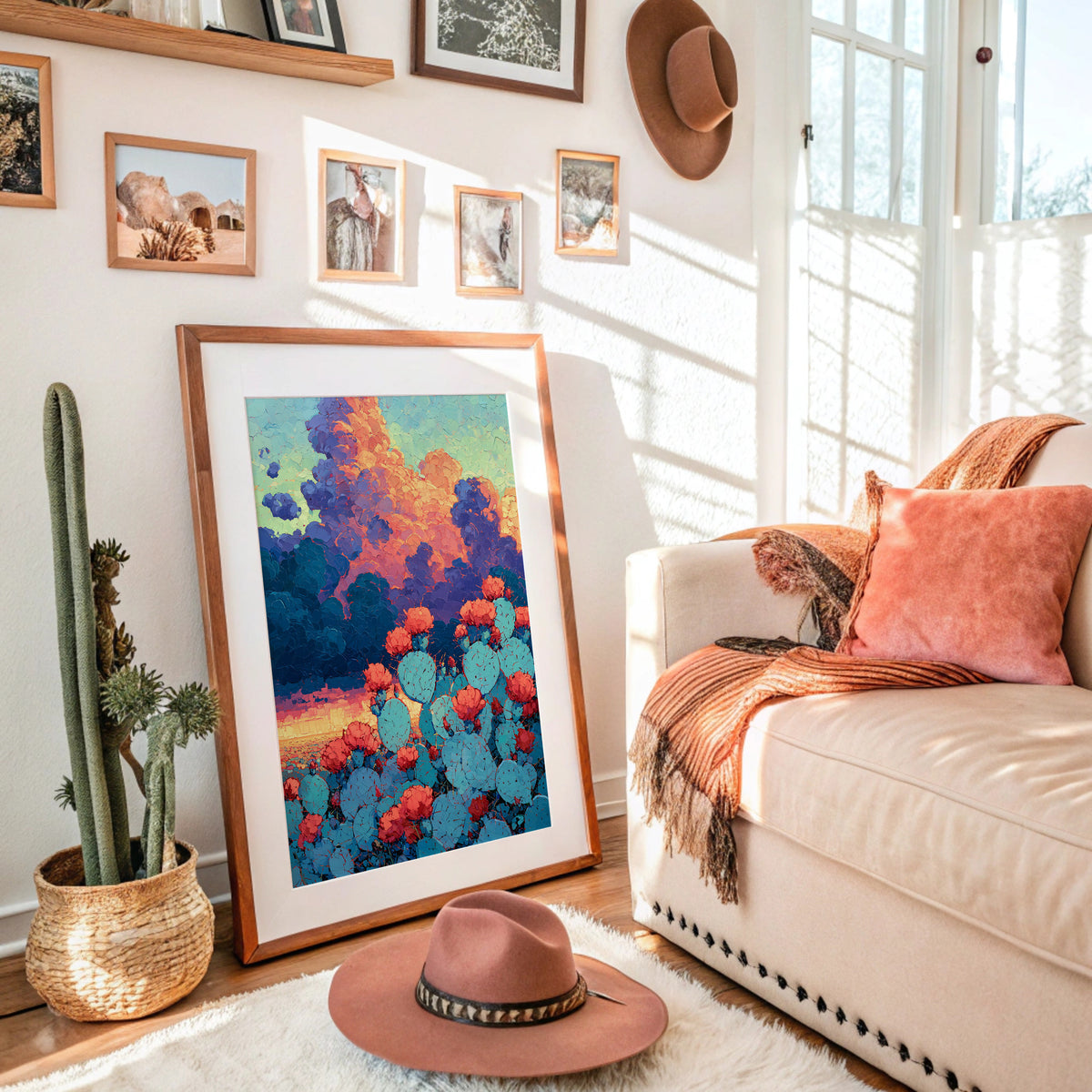 Prickly Pear Sunset in Turquoise and Coral