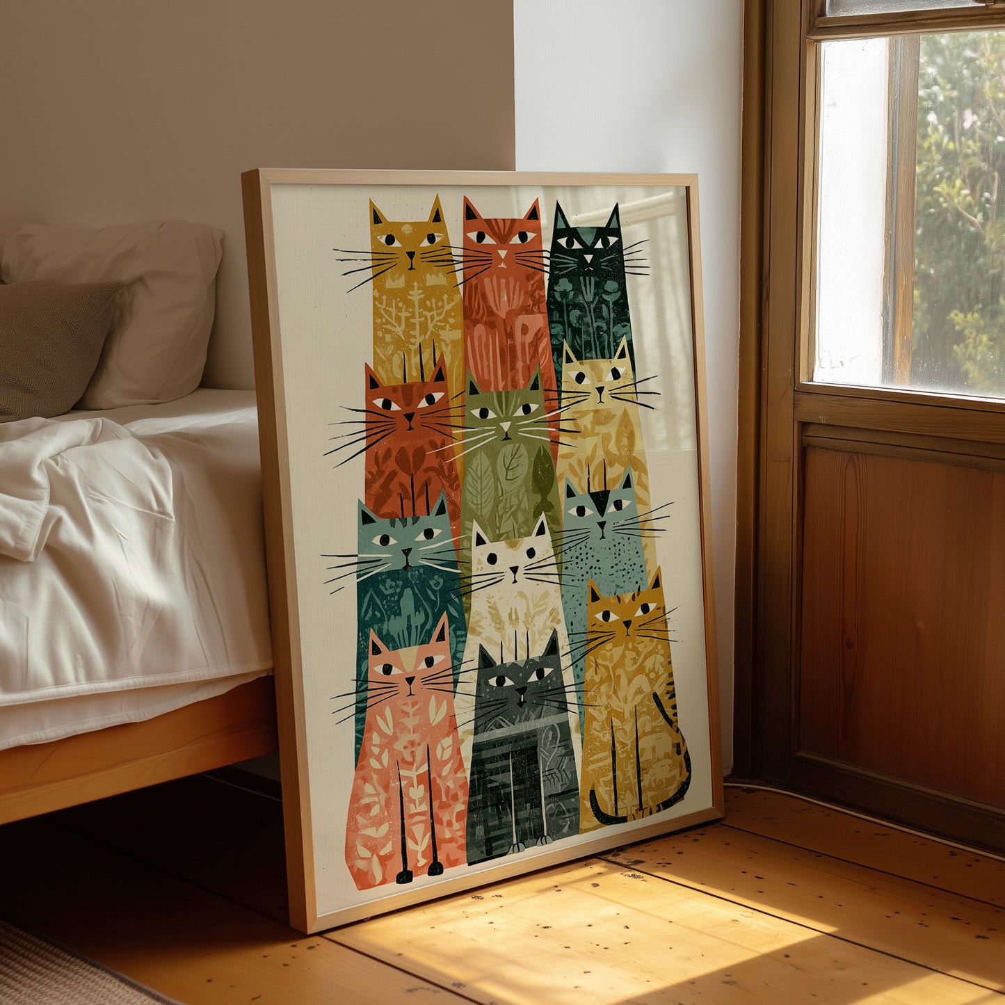 Cat Stack: A Mid-Century Feline Chorus