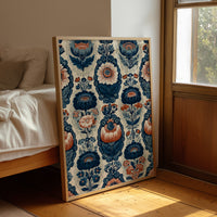 Navy Damask: A Jacobean Floral Repeat