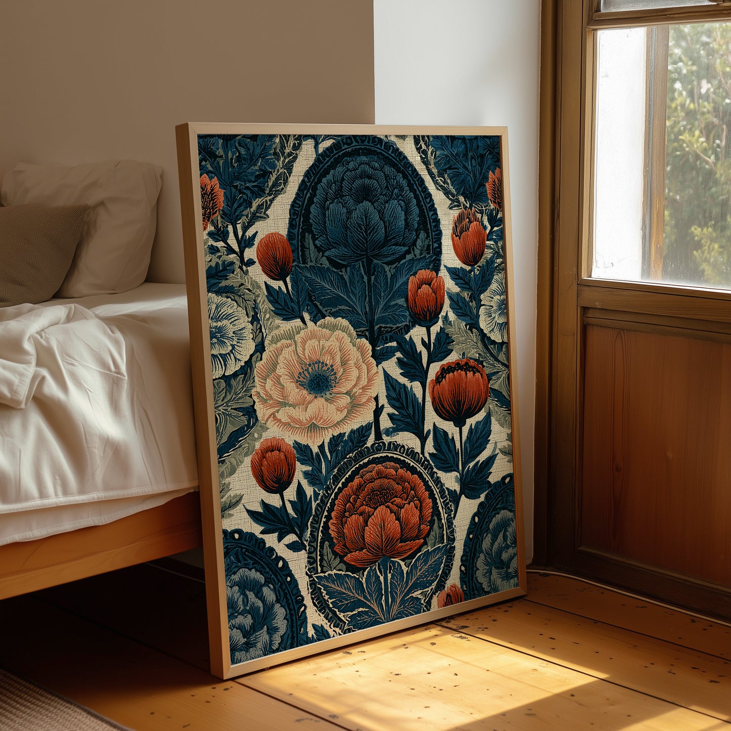 Indigo Garden: A Vintage Floral Tapestry