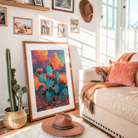 Prickly Pear and Wildflowers at Dusk
