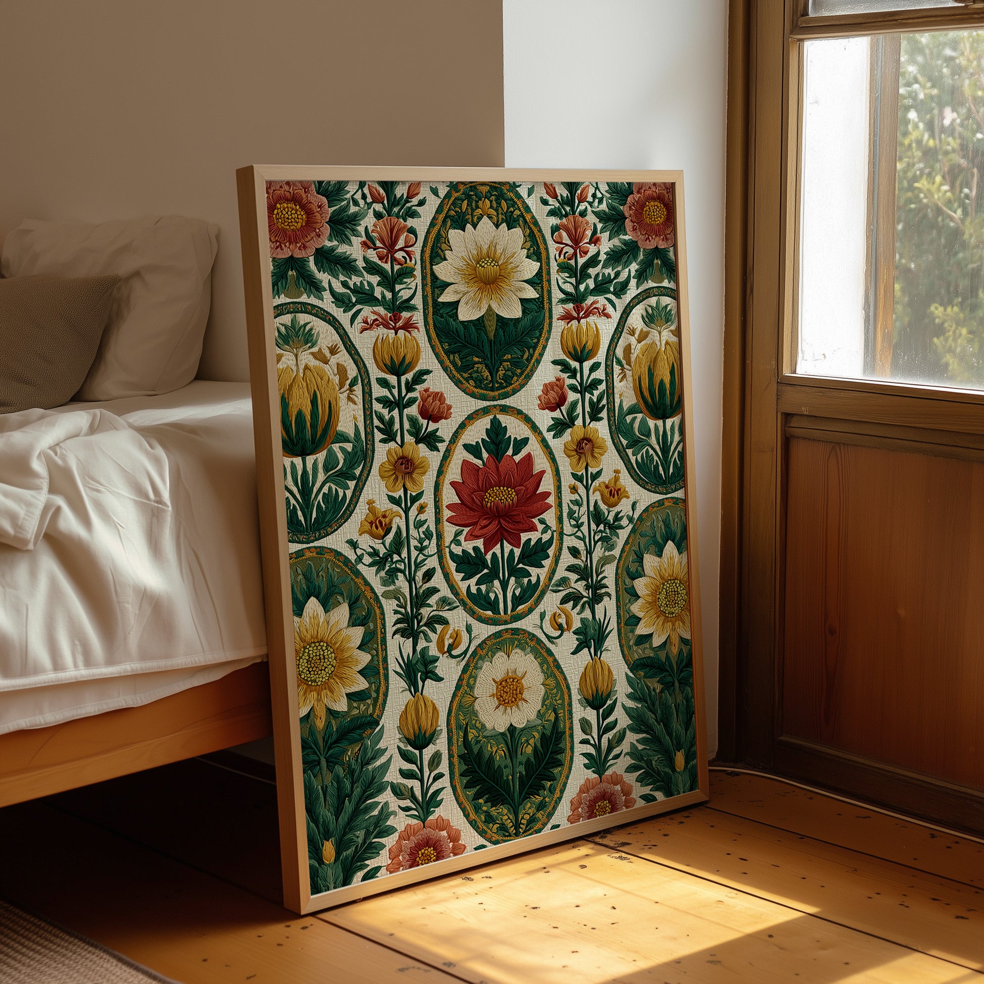 Cameo Blooms on Linen Field