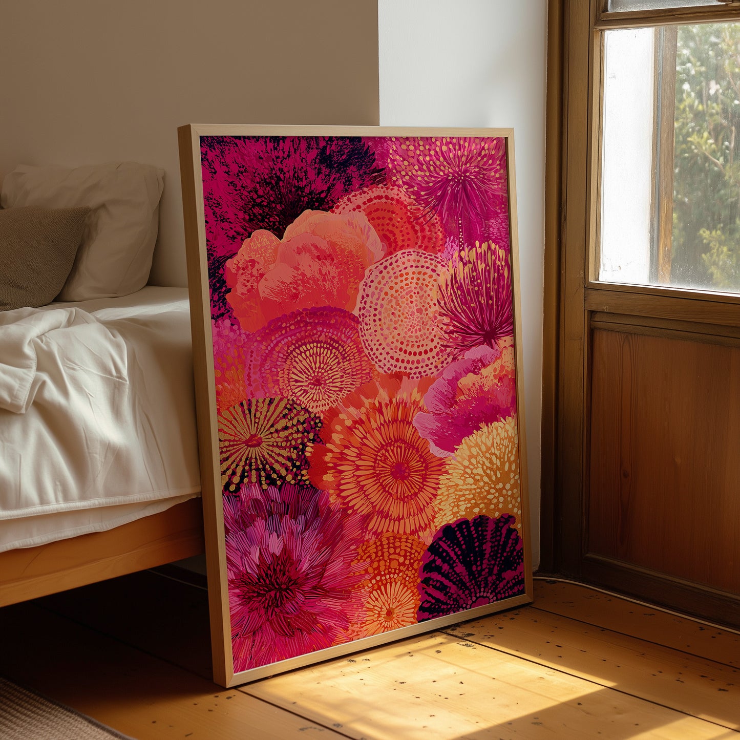 Dahlia Burst in Fuchsia and Fire