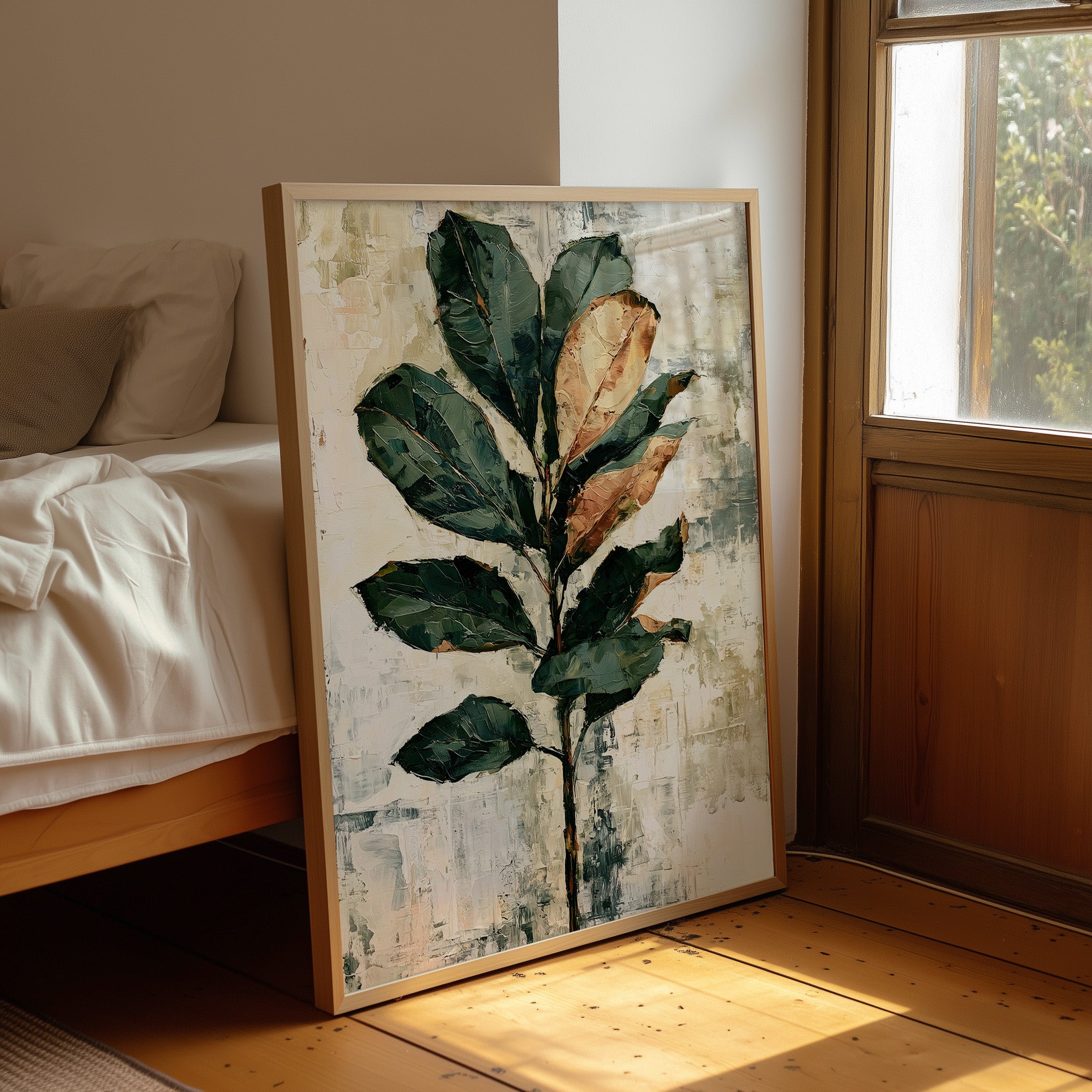 Magnolia Stem in Green and Rust