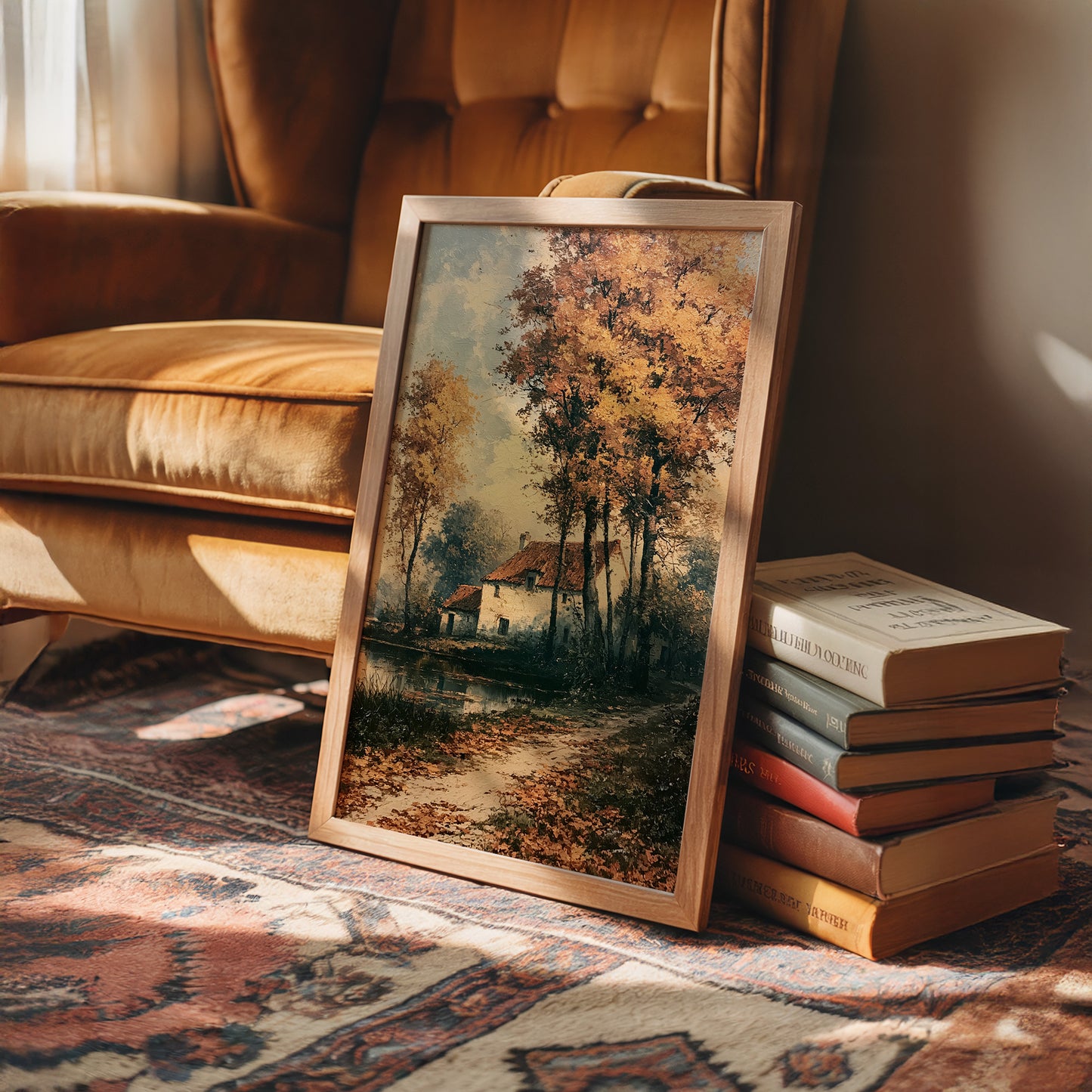 Autumn Cottage by the Water's Edge