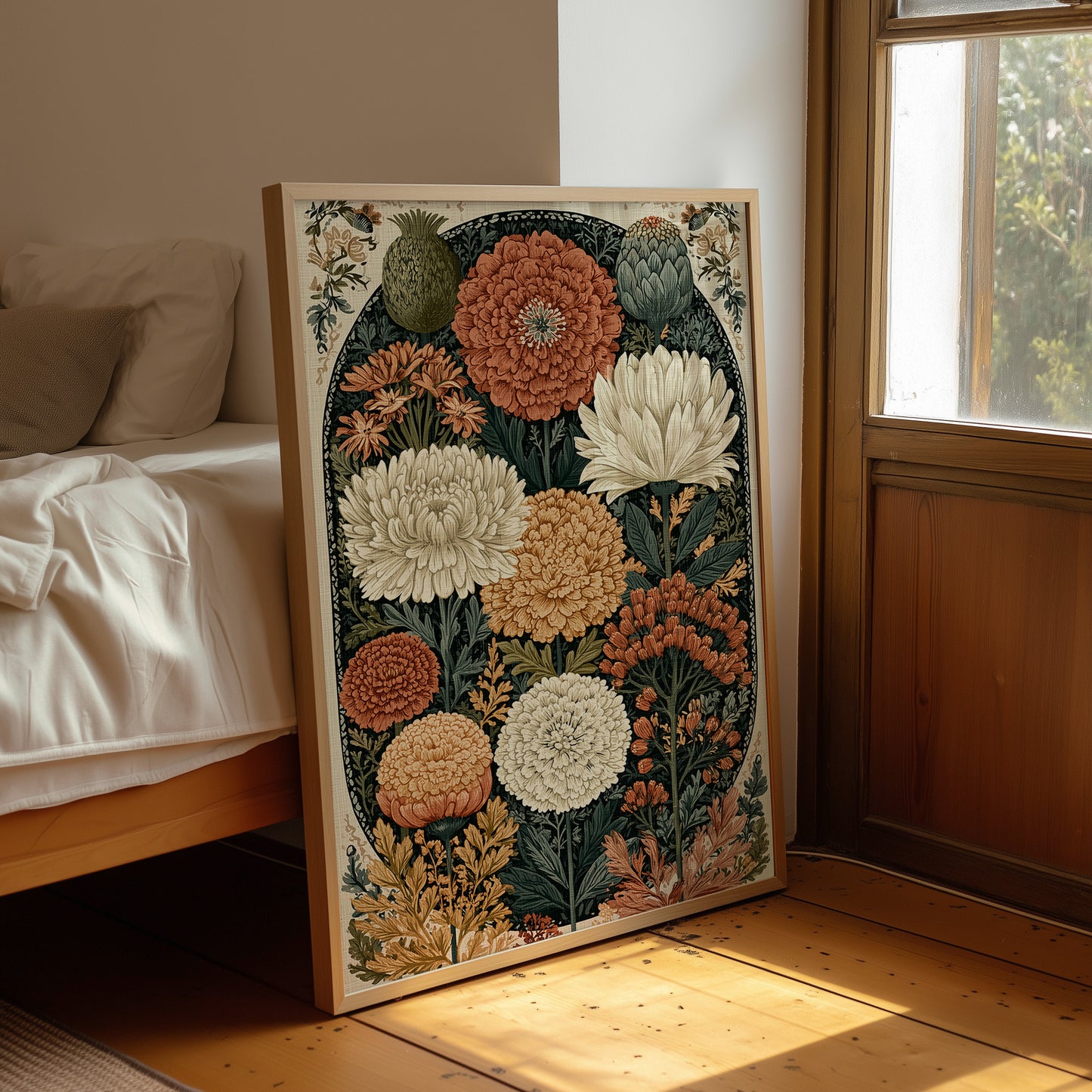Chrysanthemum and Marigold Botanical Plate