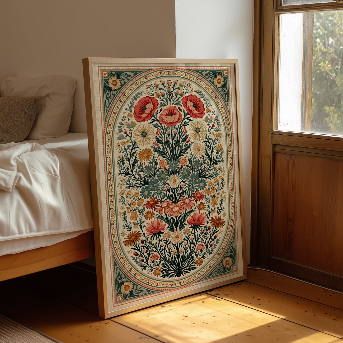 Symmetrical Bouquet Medallion Tapestry