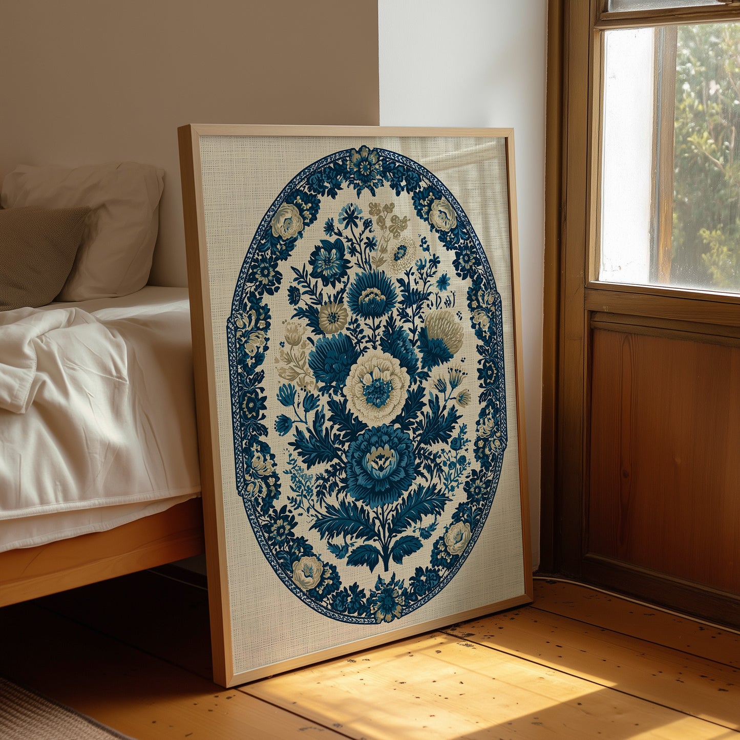 Indigo Porcelain Floral Medallion