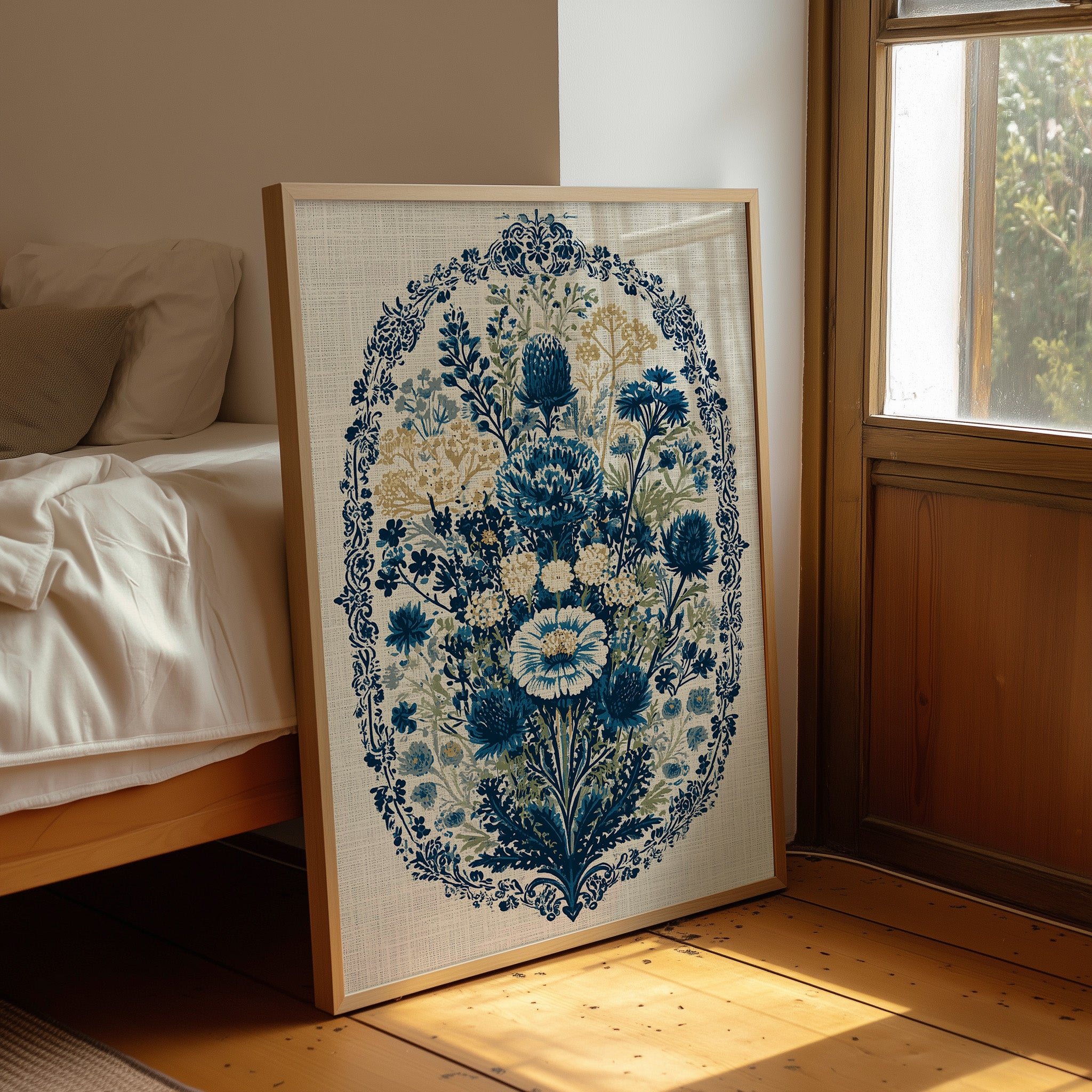 Thistle and Cornflower Medallion Tapestry