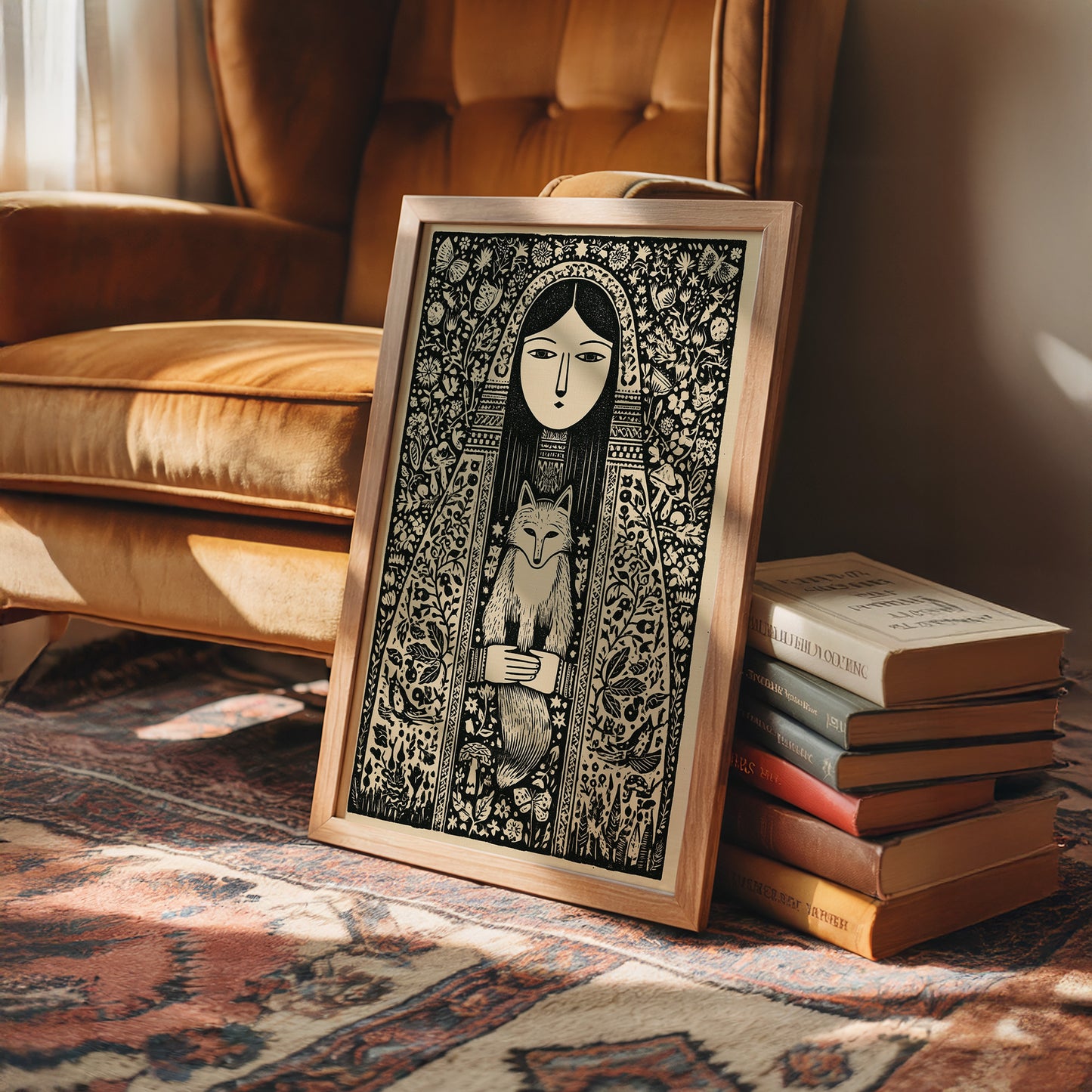 Keeper of the Fox: A Folklore Woodcut