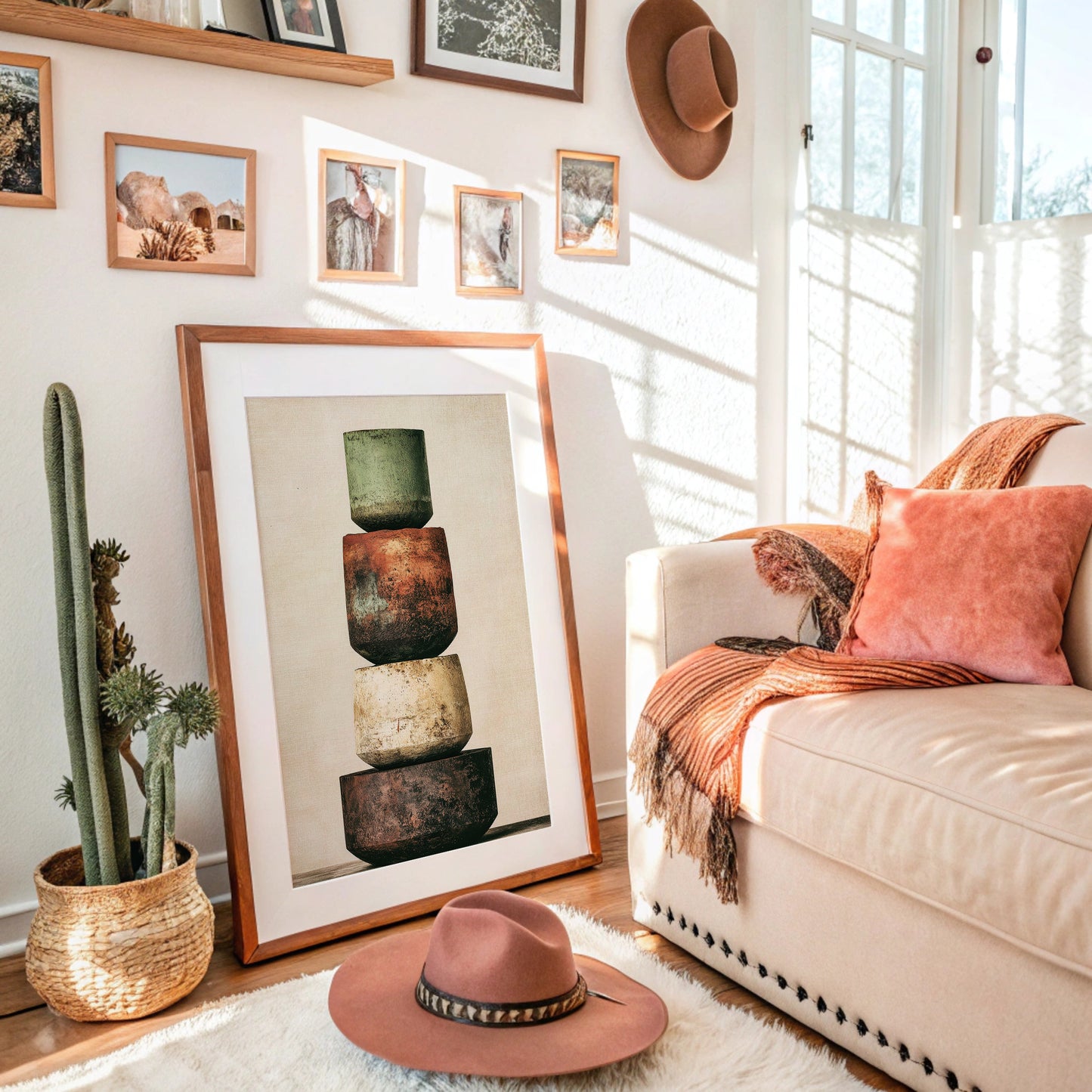 Stacked and Weathered: Four Urns of Earth and Rust
