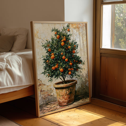 Terracotta and Sunlight: Potted Orange Tree Still Life