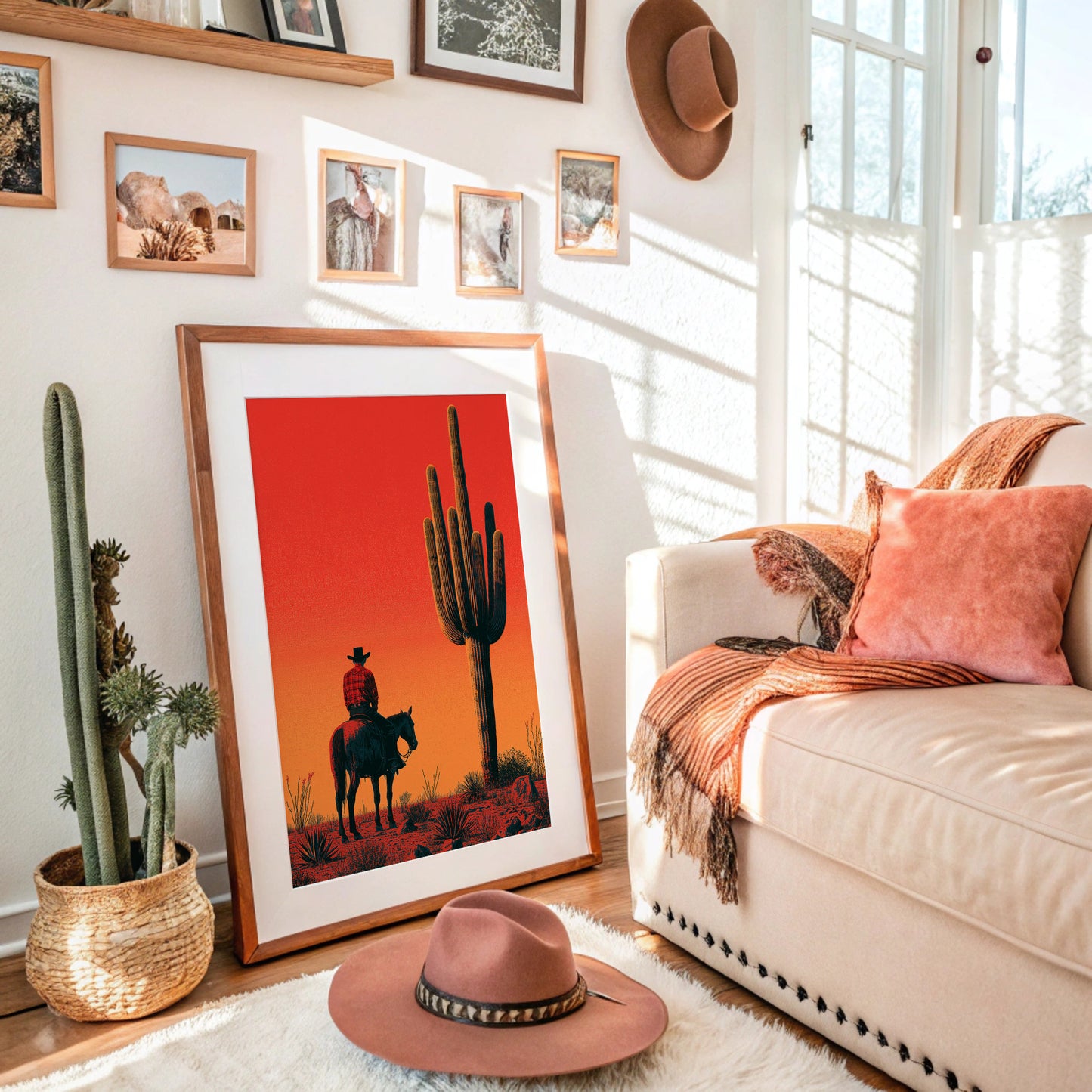 Rider at Dusk: Saguaro Silhouette