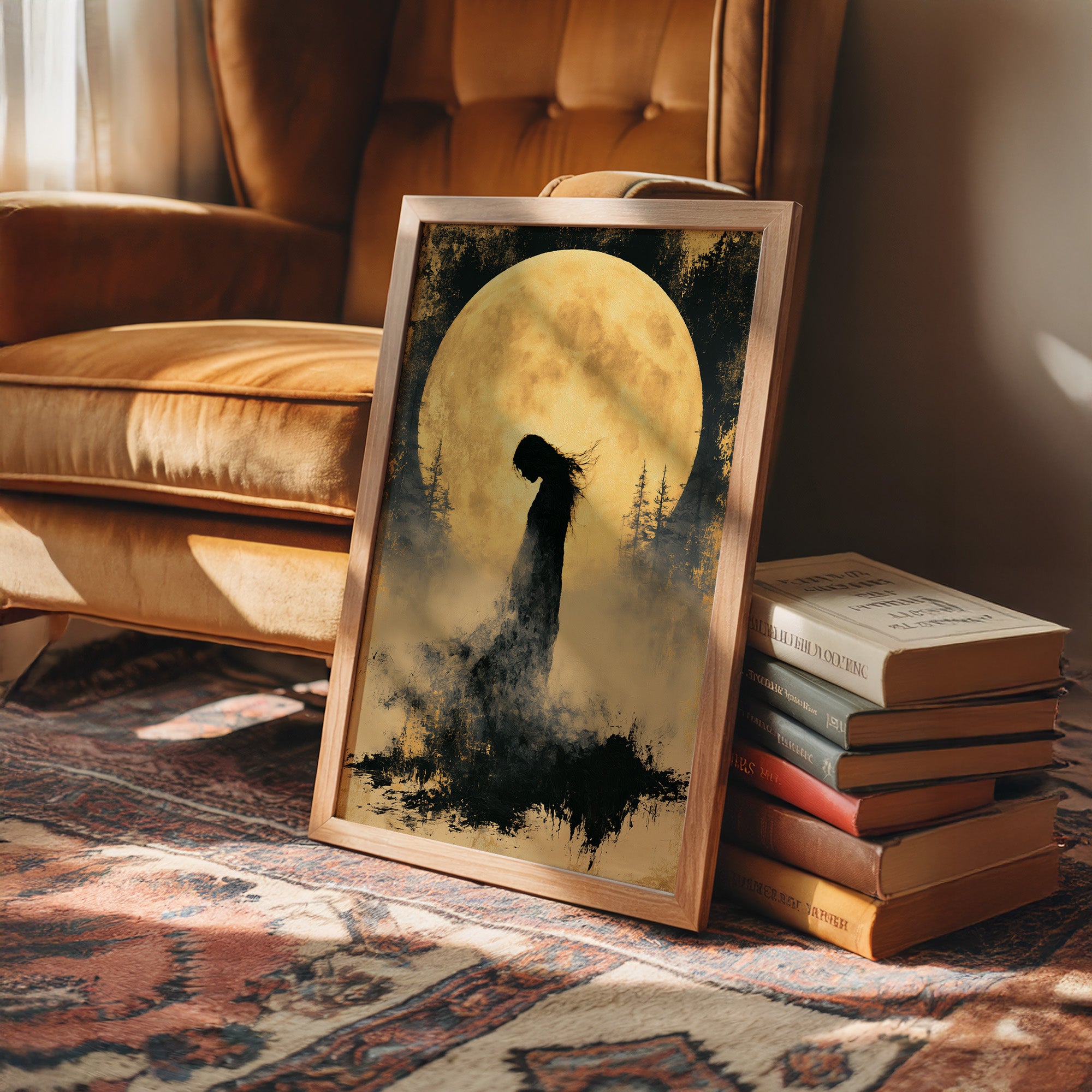 Silhouette Beneath the Harvest Moon