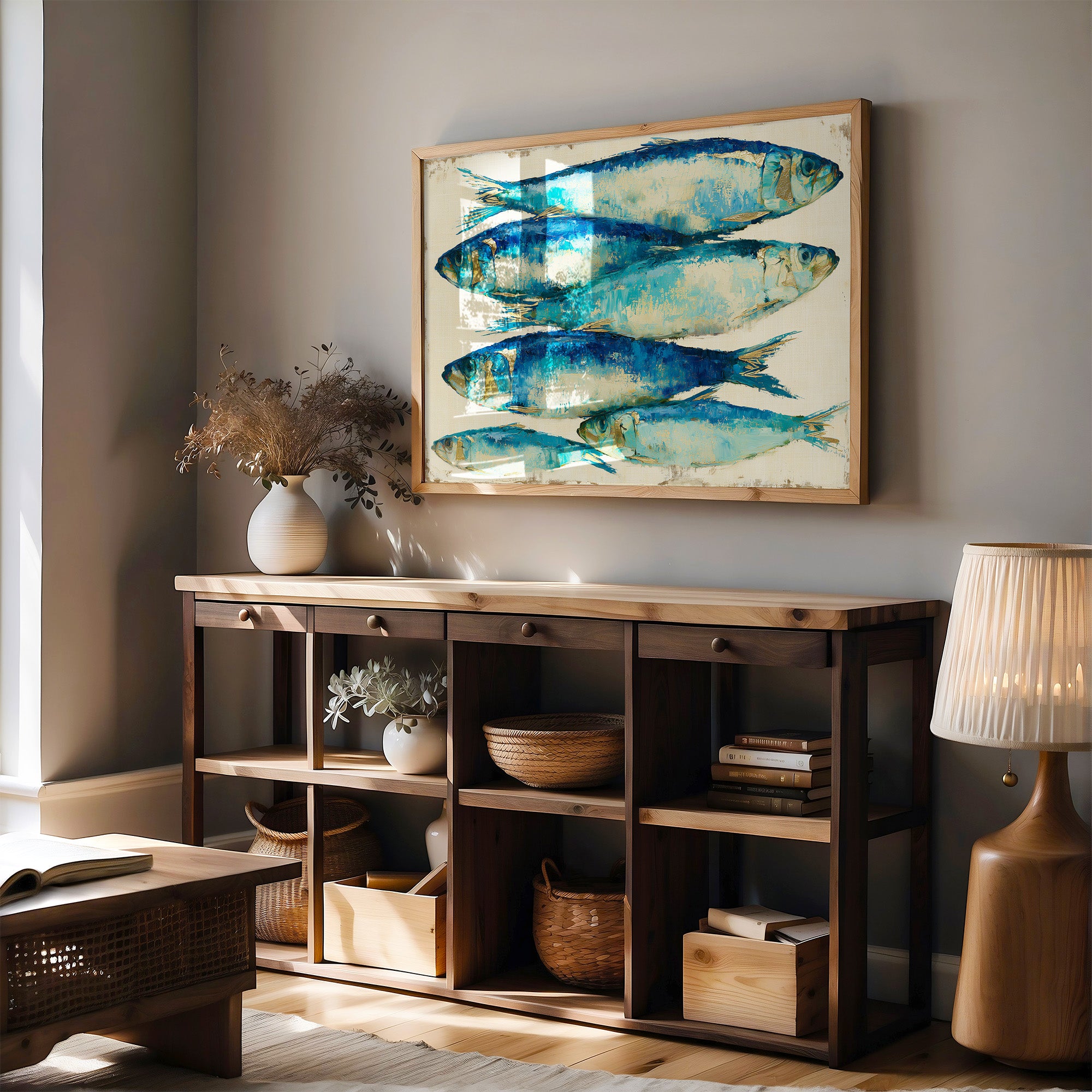 Bold Sardines in Cobalt & Gold