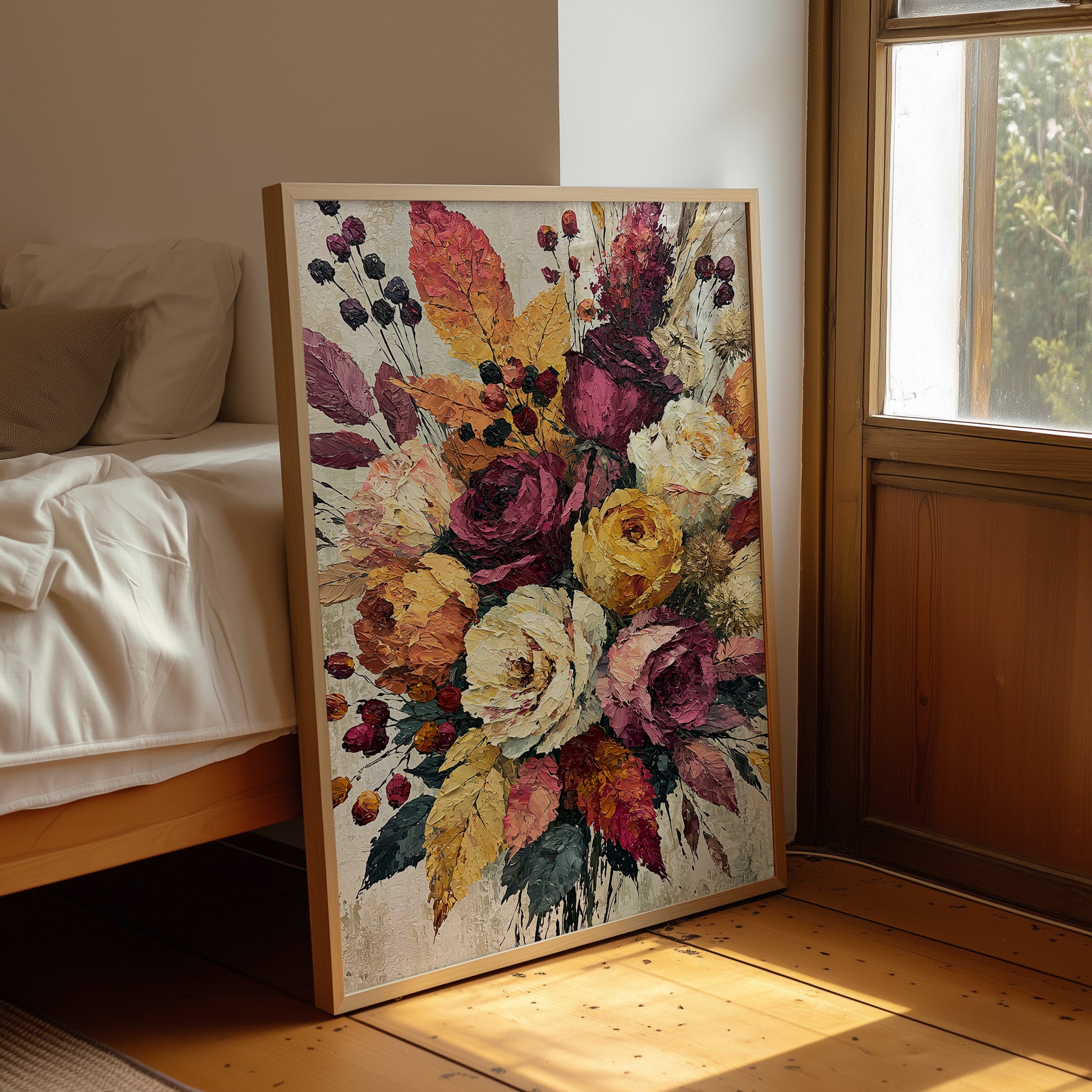 Plum & Marigold, Palette Knife Bloom