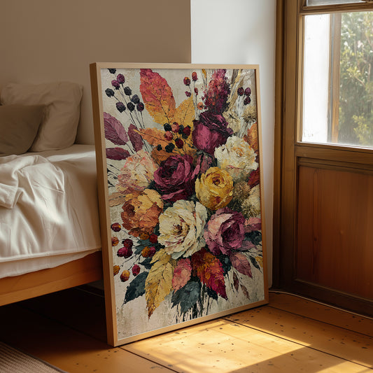 Plum & Marigold, Palette Knife Bloom