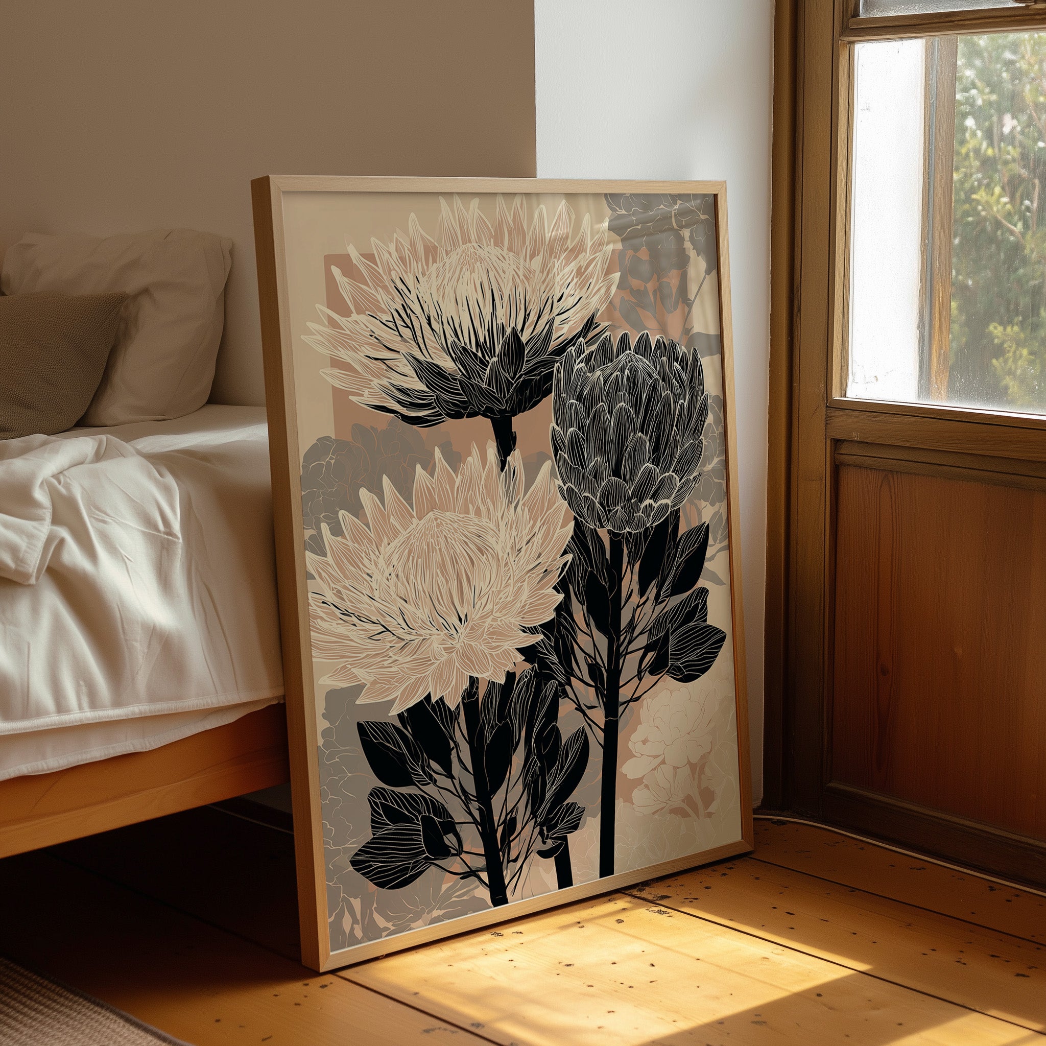 Protea in Ink and Blush