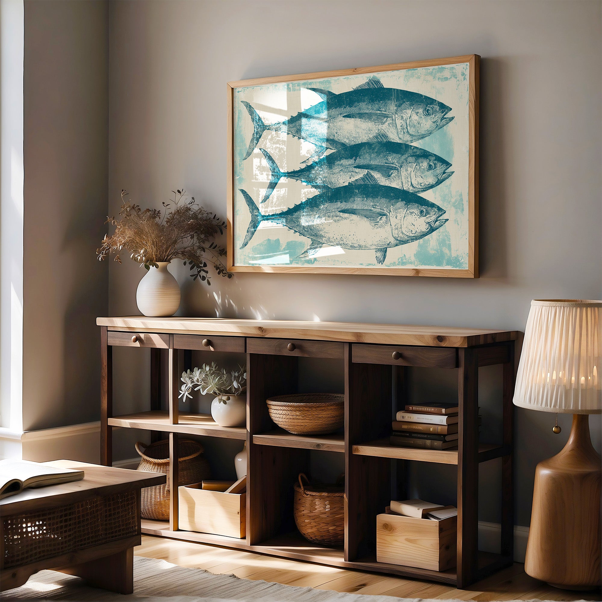 School of Tuna, Vintage Block Print