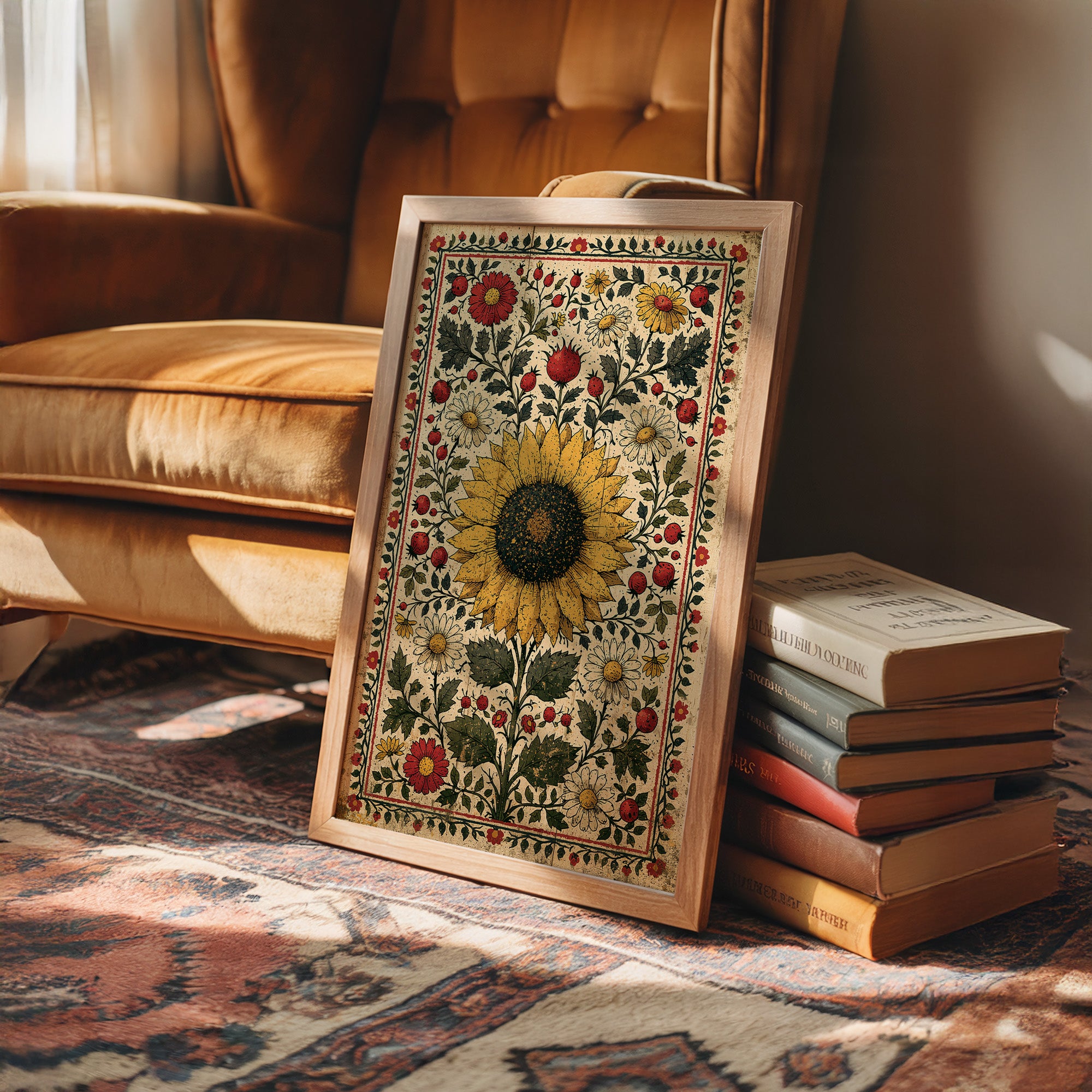 Sunflower Folk Tapestry