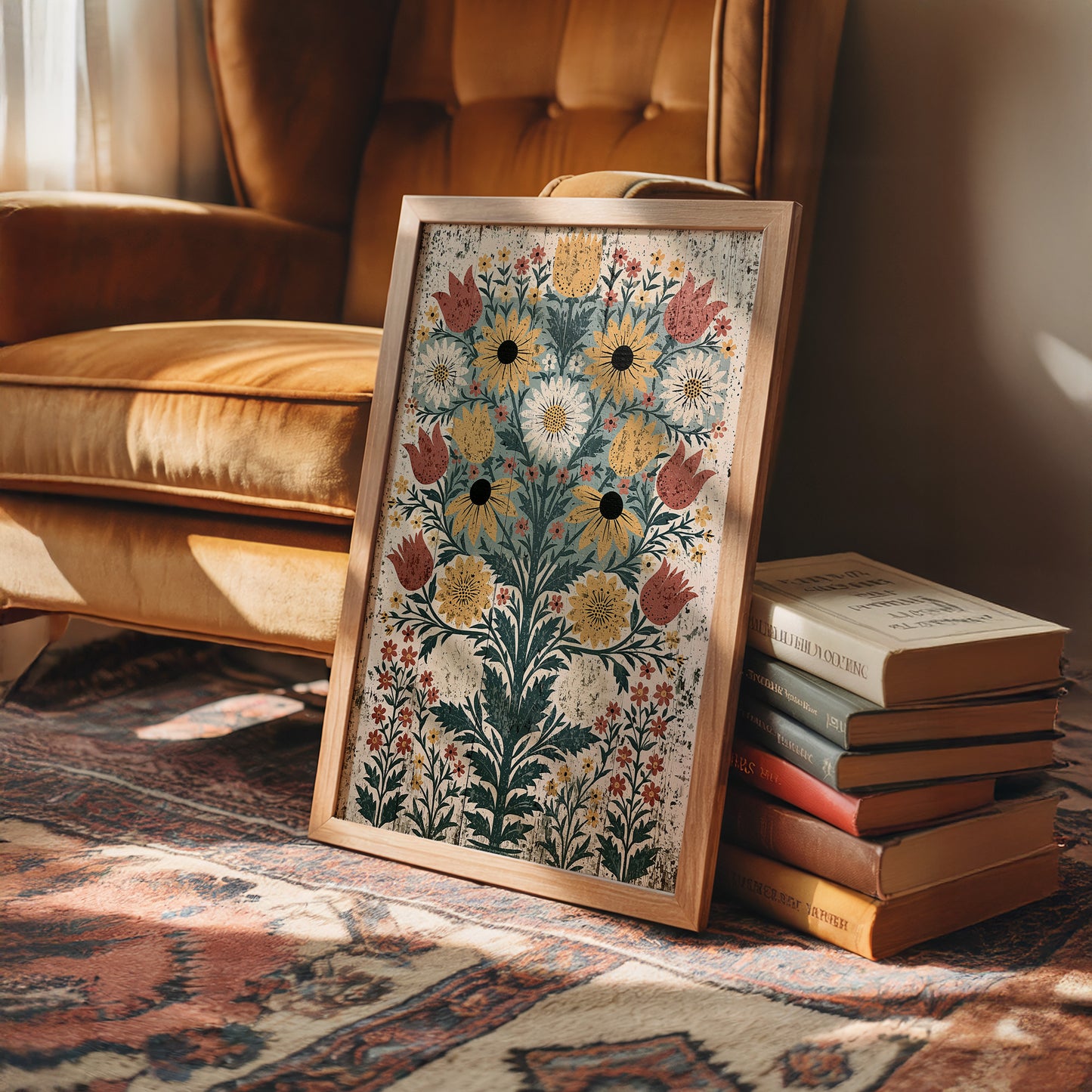 Black-Eyed Susans on Weathered Wood
