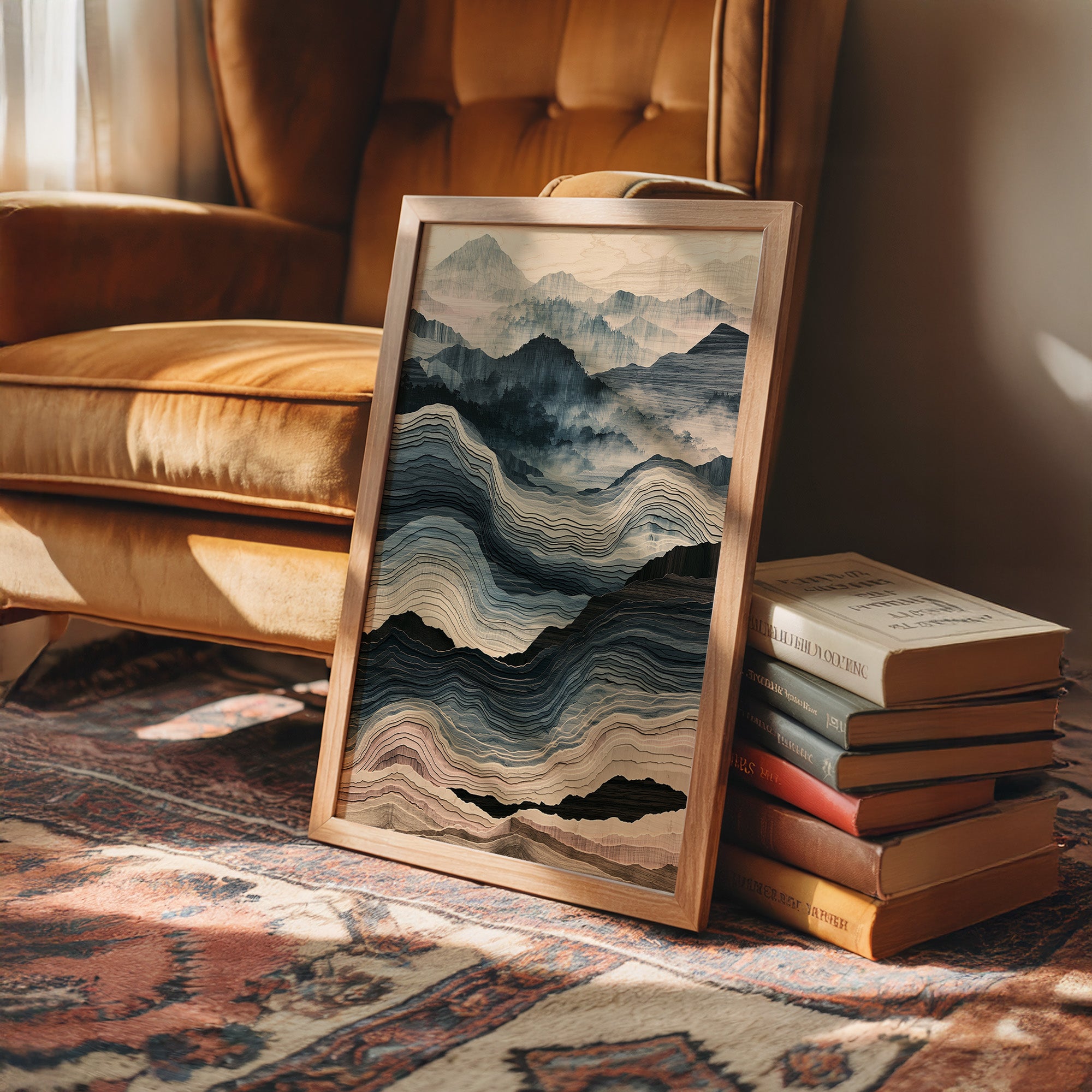 Waves of Wood in Blue and Blush
