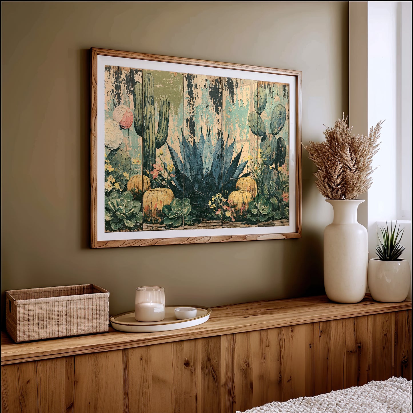 Rustic Cactus Garden Panels