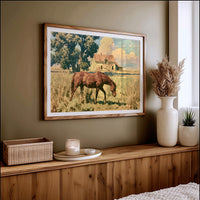 Grazing Horse at the Old Farmhouse