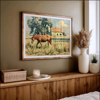 Chestnut Mare Beside the Old Homestead