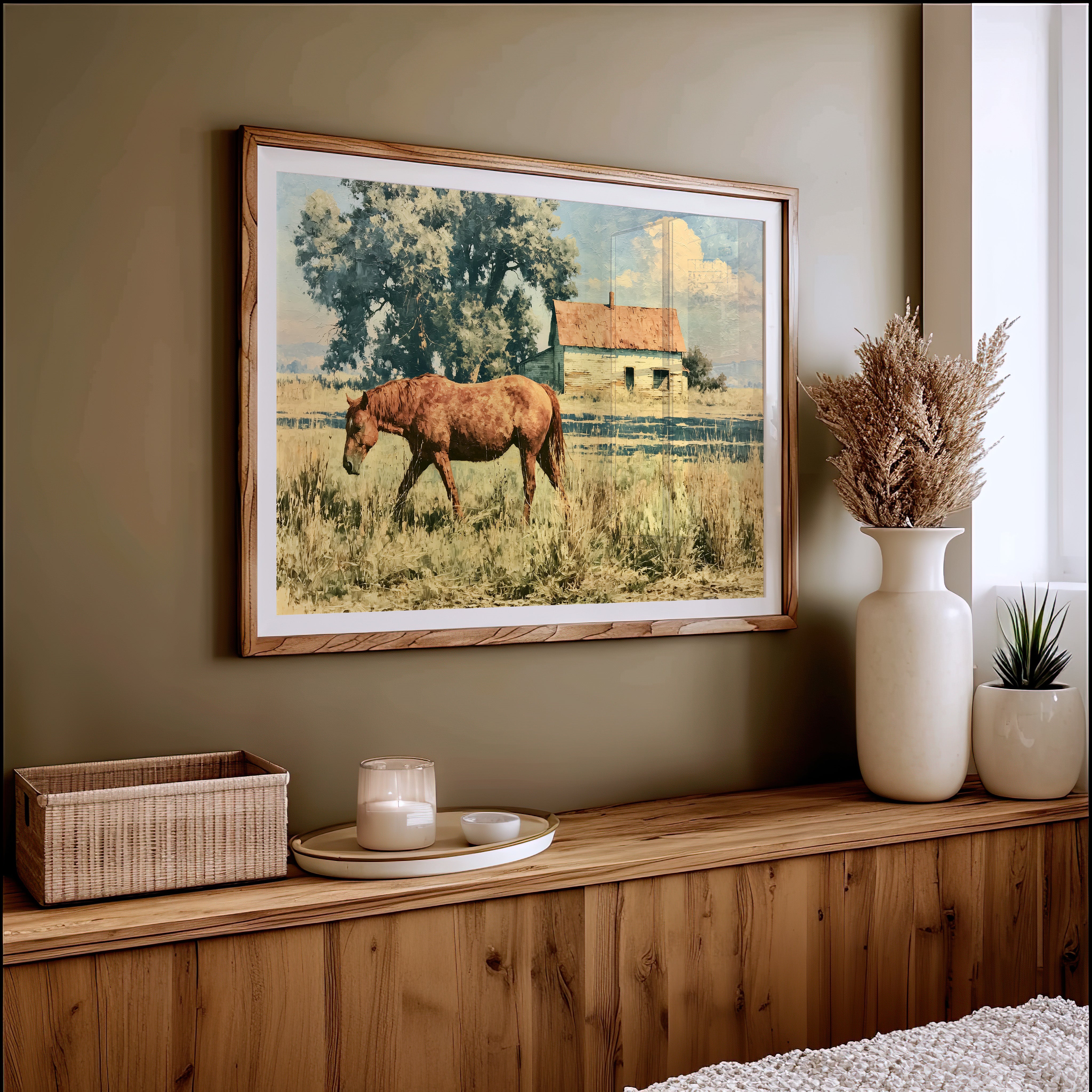 Chestnut Mare Beside the Old Homestead