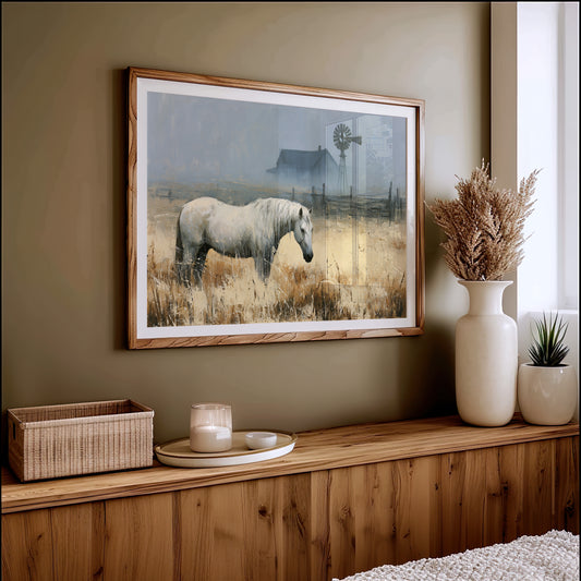 White Mare at the Windmill Farm
