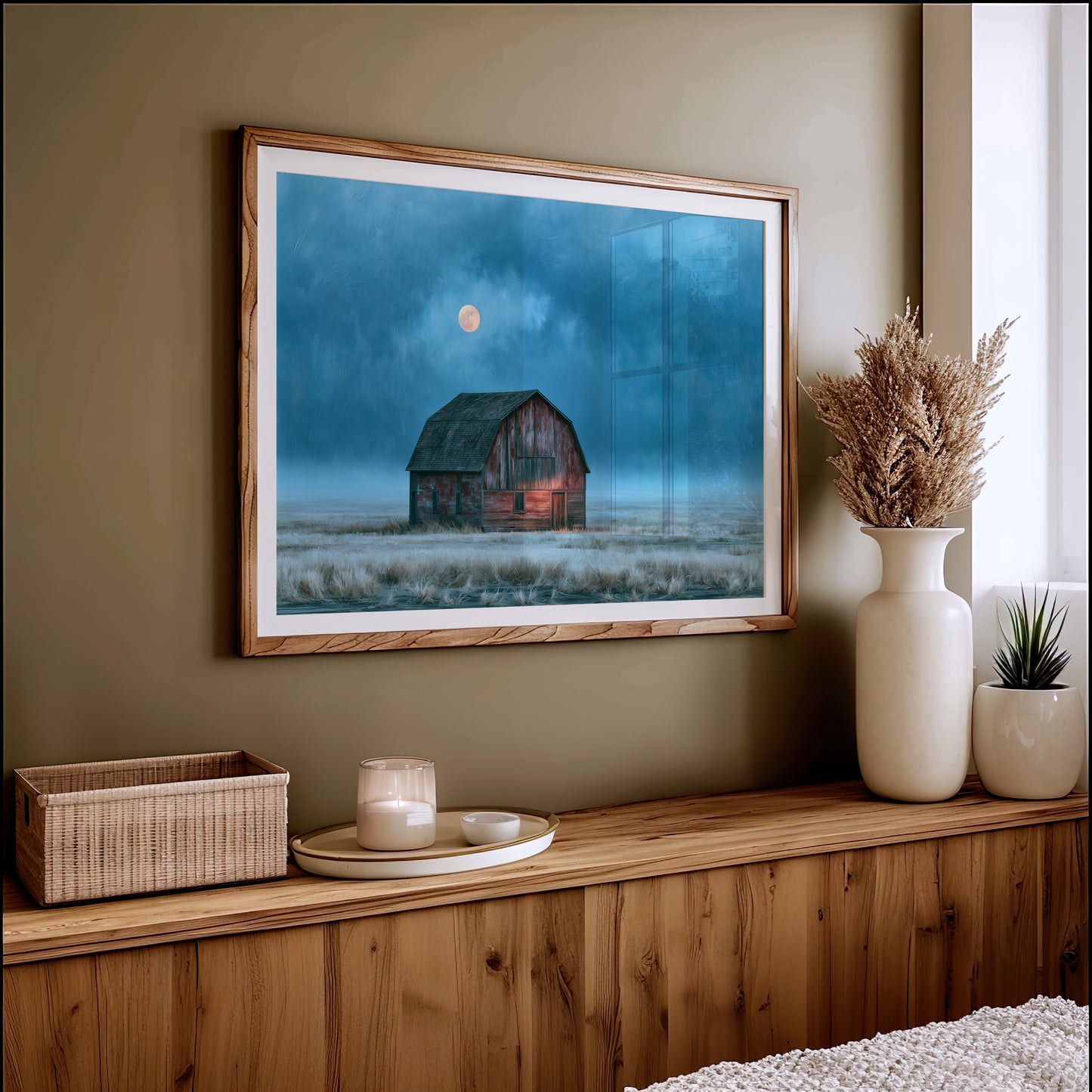 Frost Field Barn at Moonrise