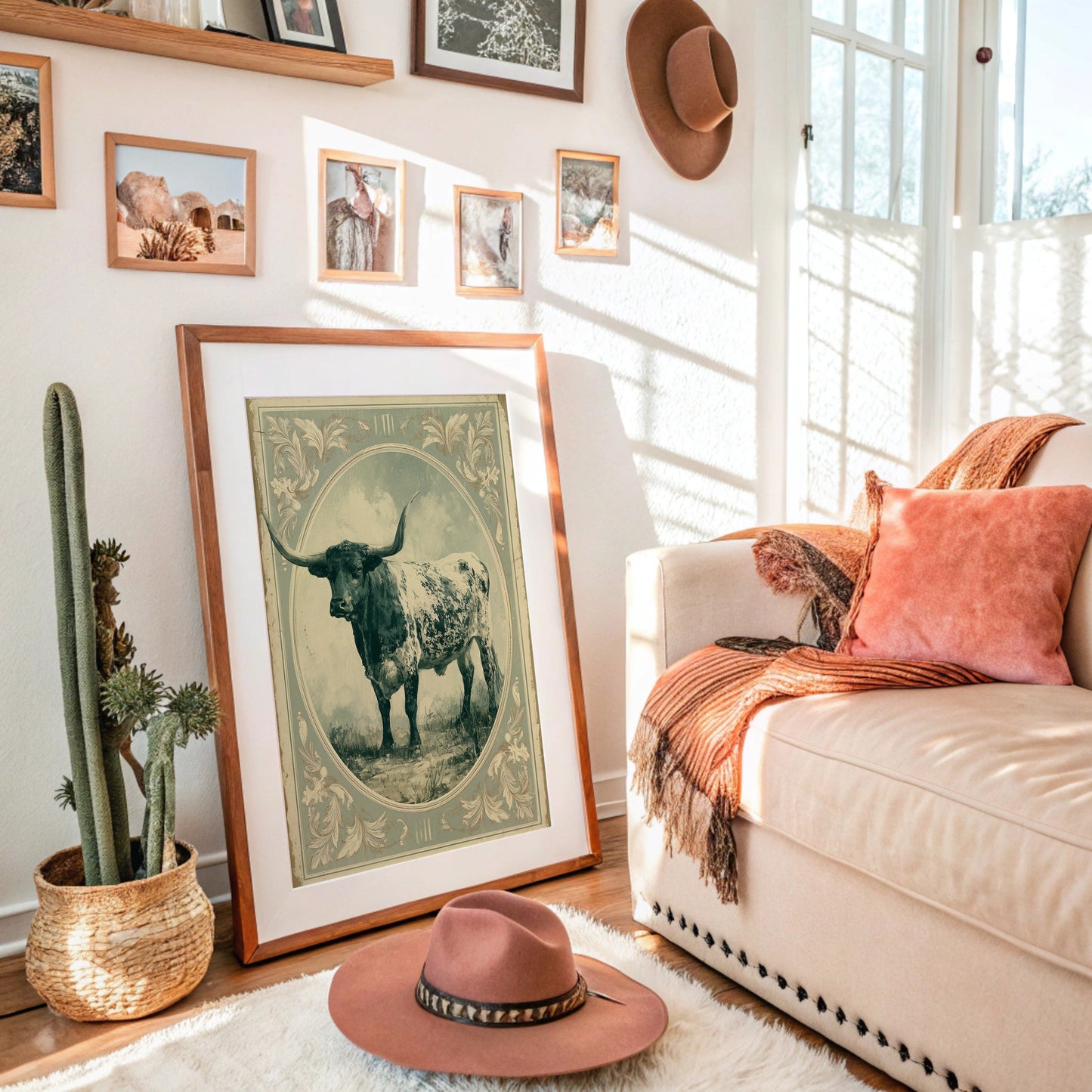 Longhorn in Antique Frame