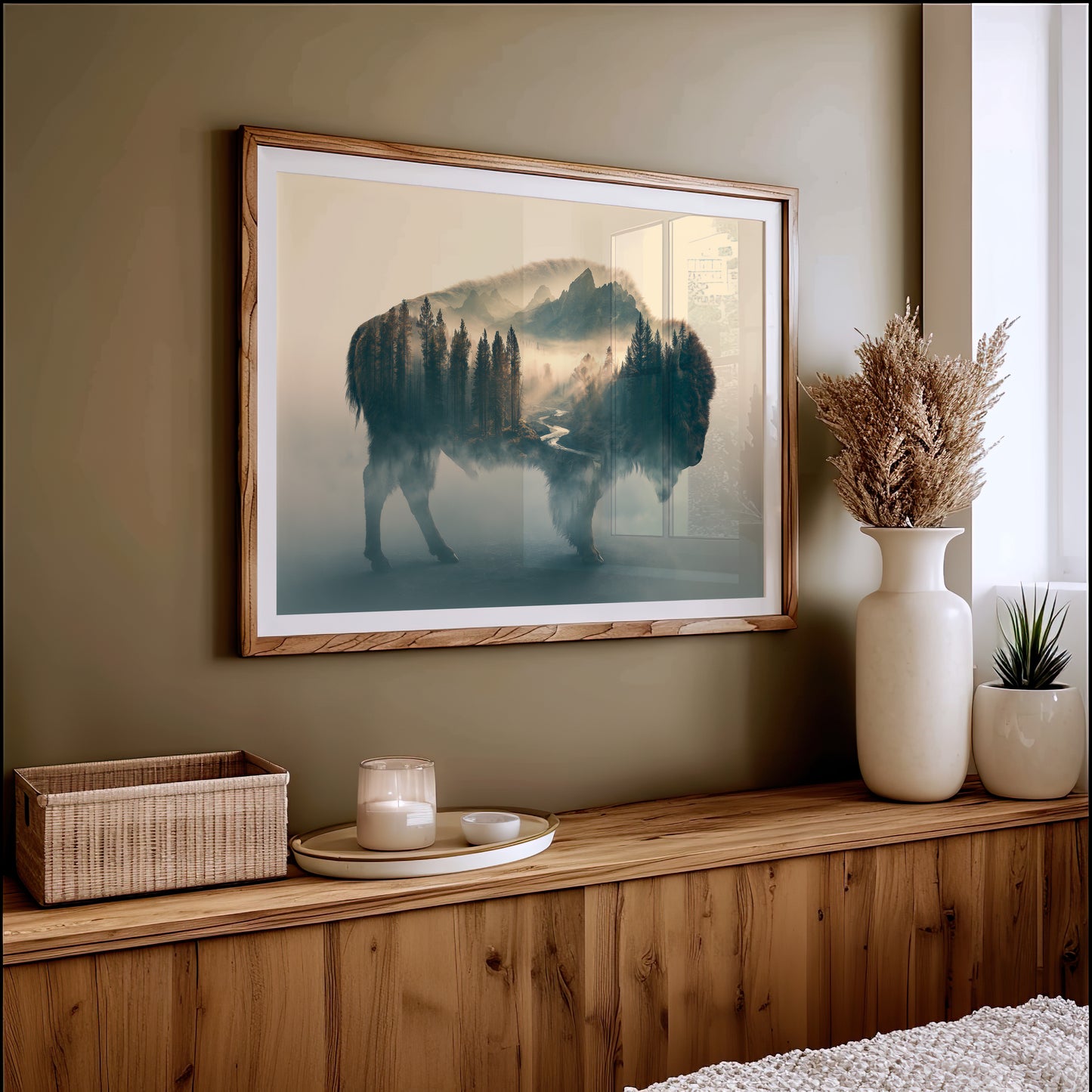 Bison Holding a Mountain Range