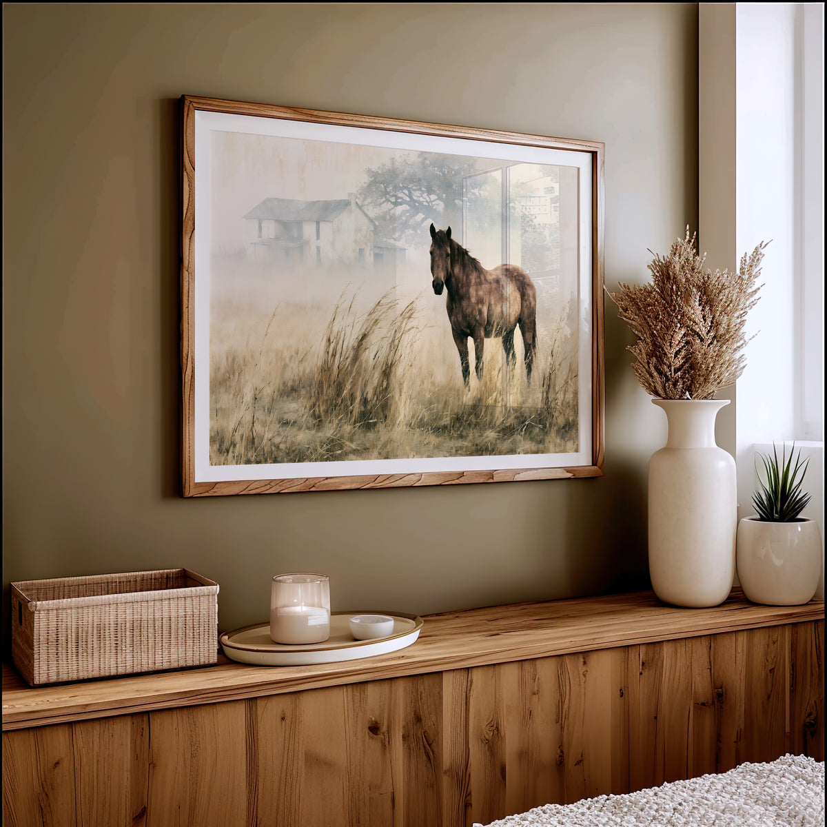 Horse and the Old Homestead